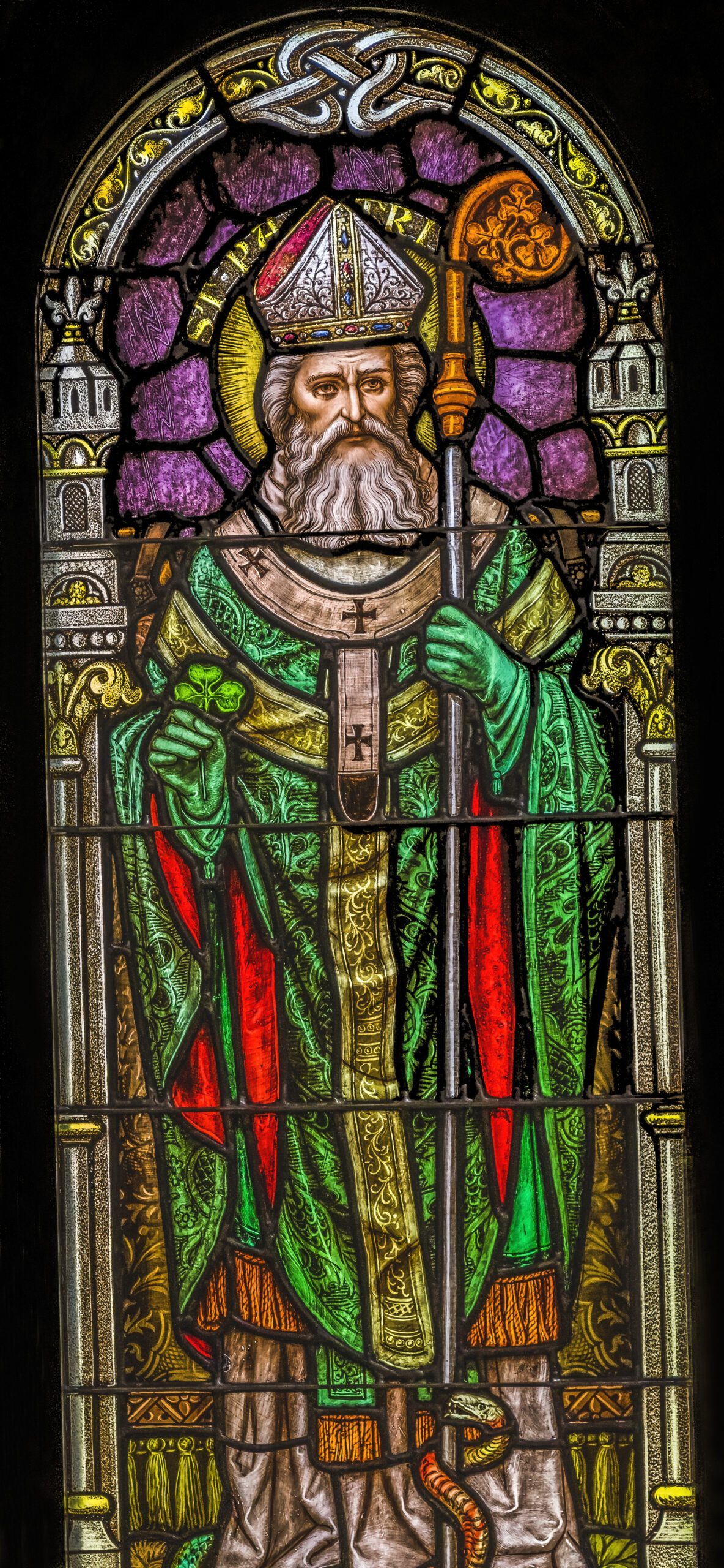 Saint Patrick Stained Glass Saint Mary Basilica Phoenix Arizona