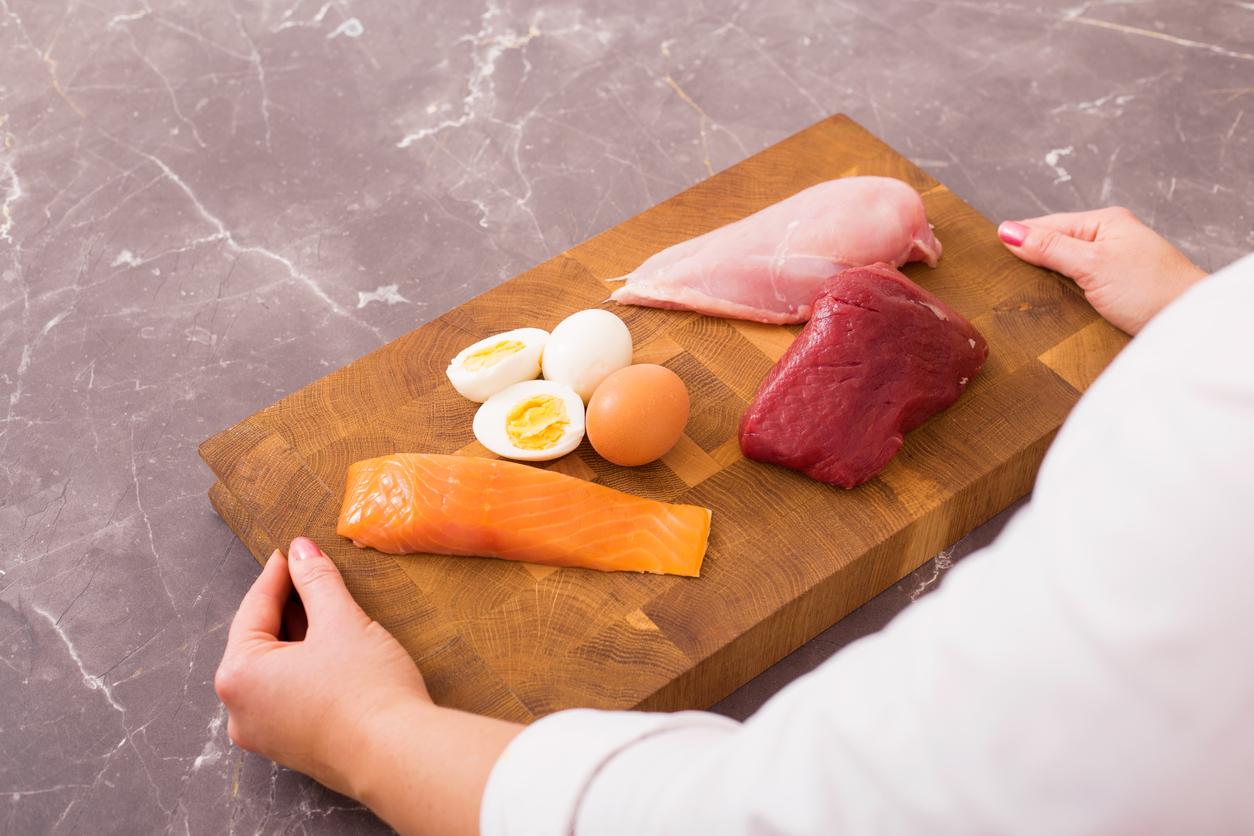 Woman getting ready to prepare nutritious dinner