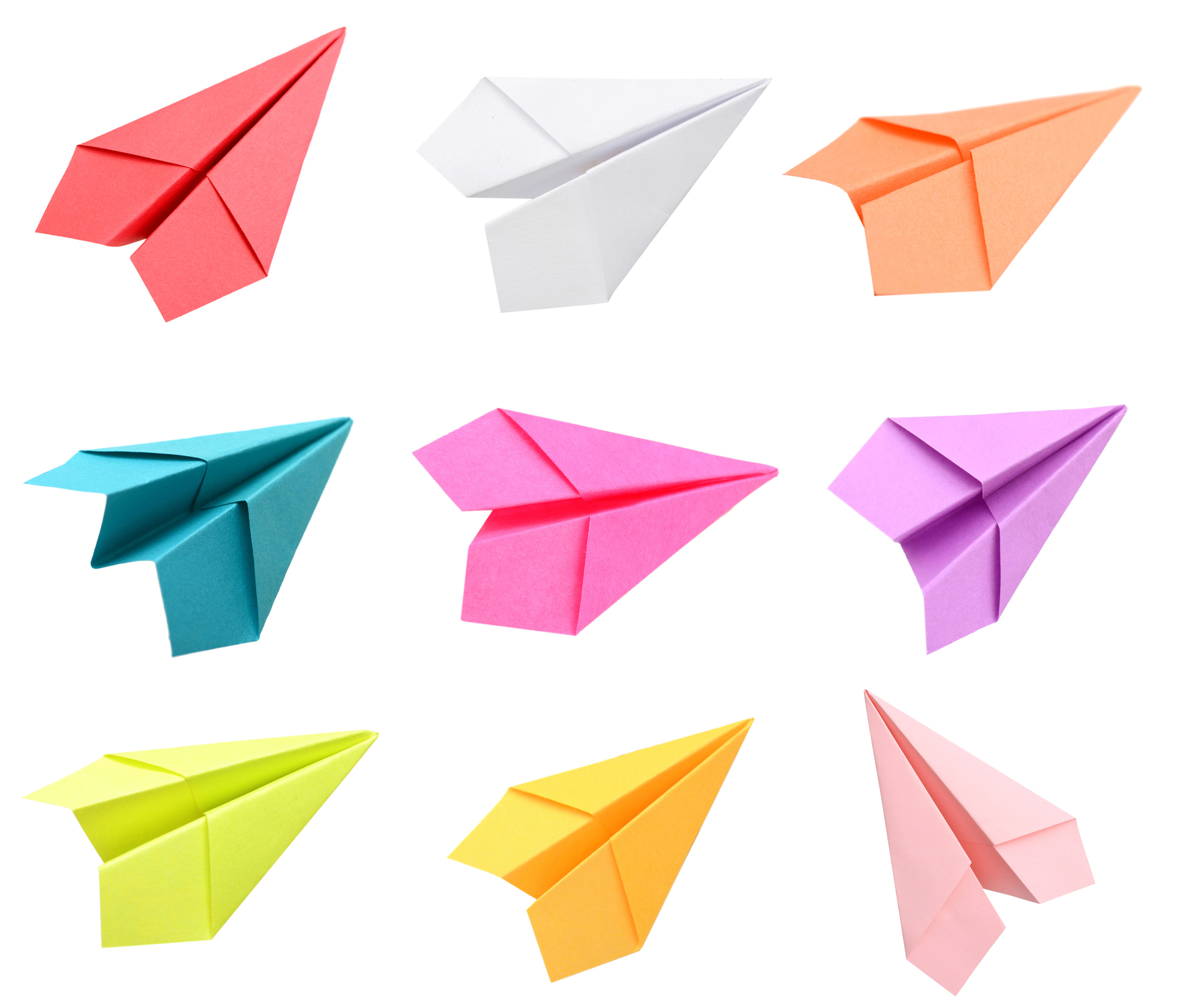 Colorful Paper airplane on white background