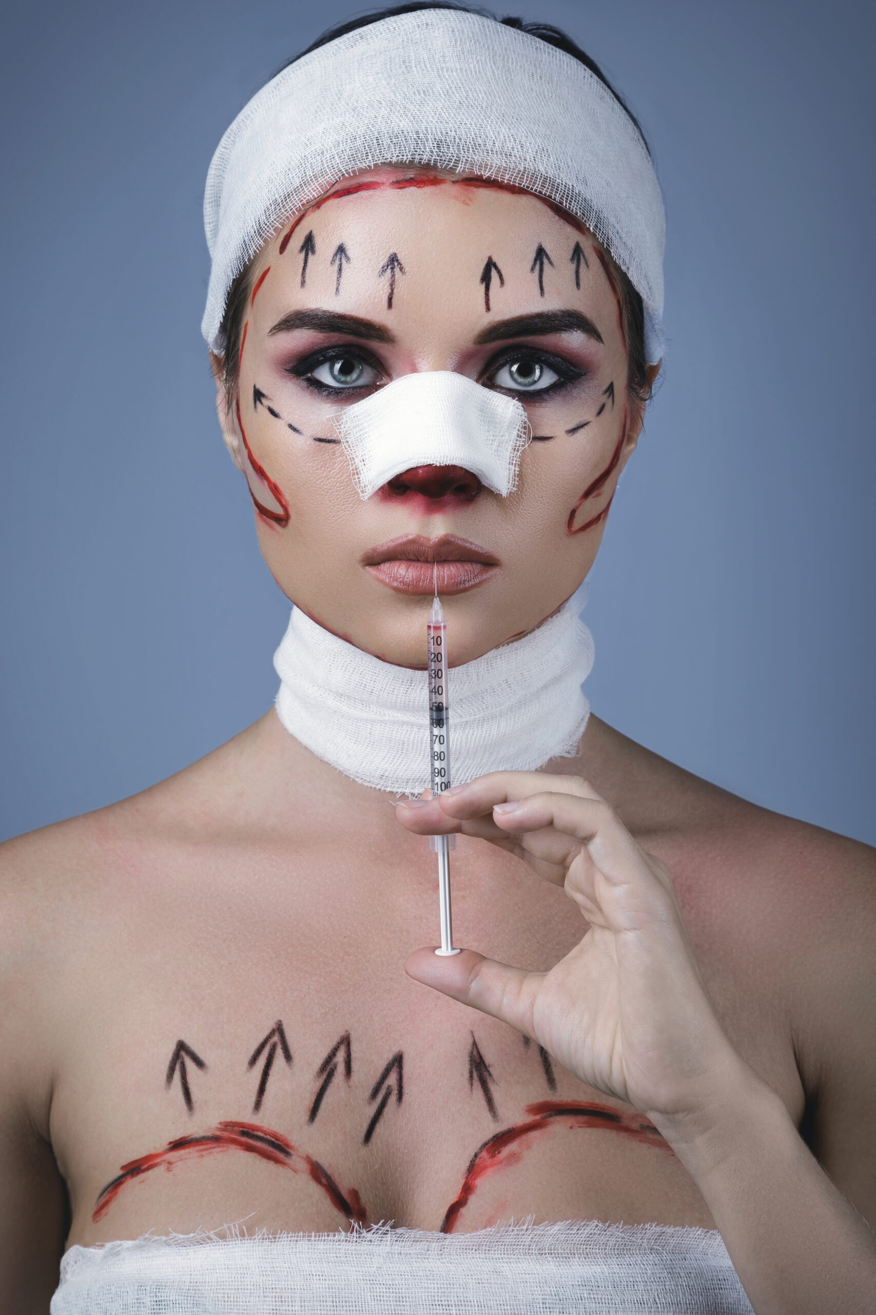 Model in image of plastic surgery victim