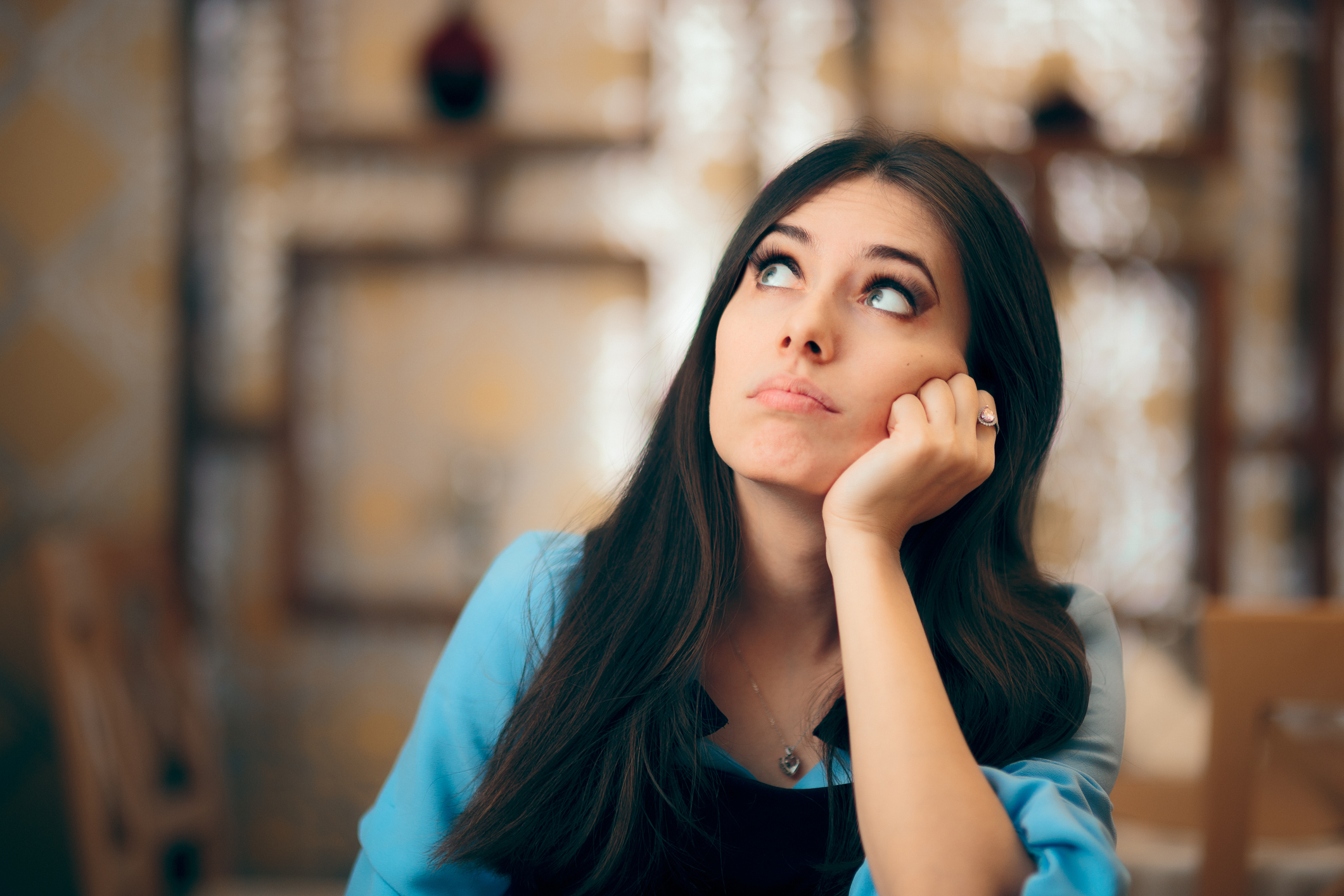 Thoughtful Girl Feeling Bored and Apathetic