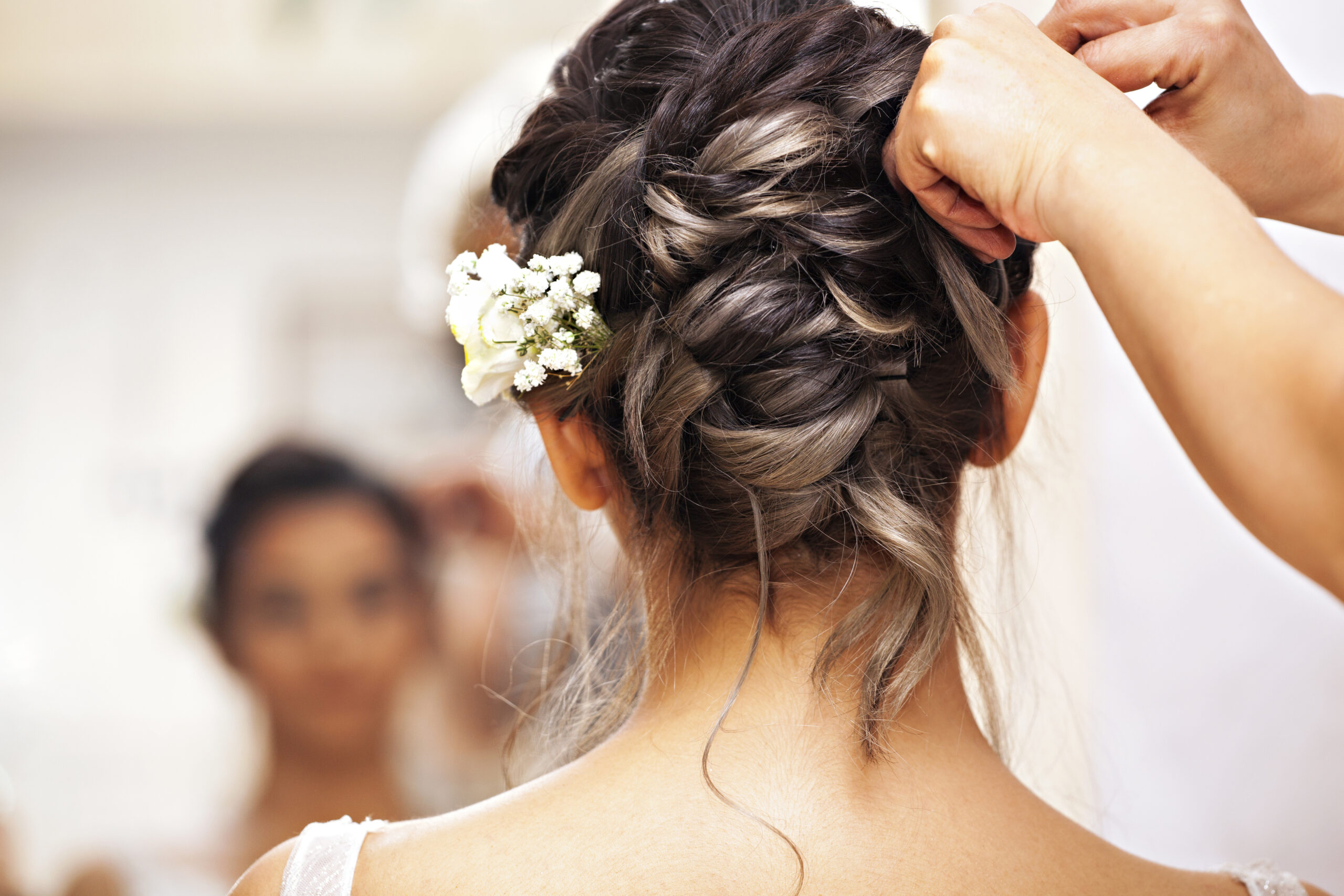 Beauty time for bride.