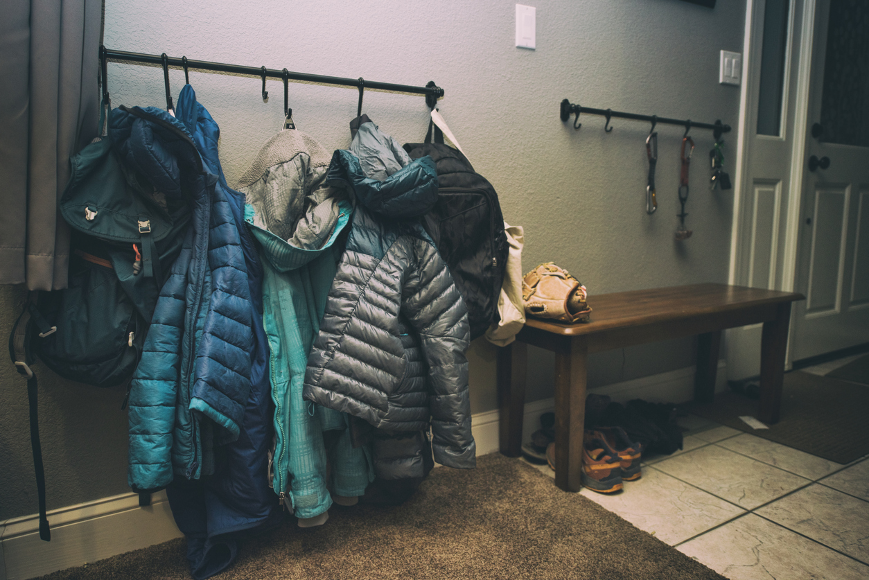 Family coats hanging