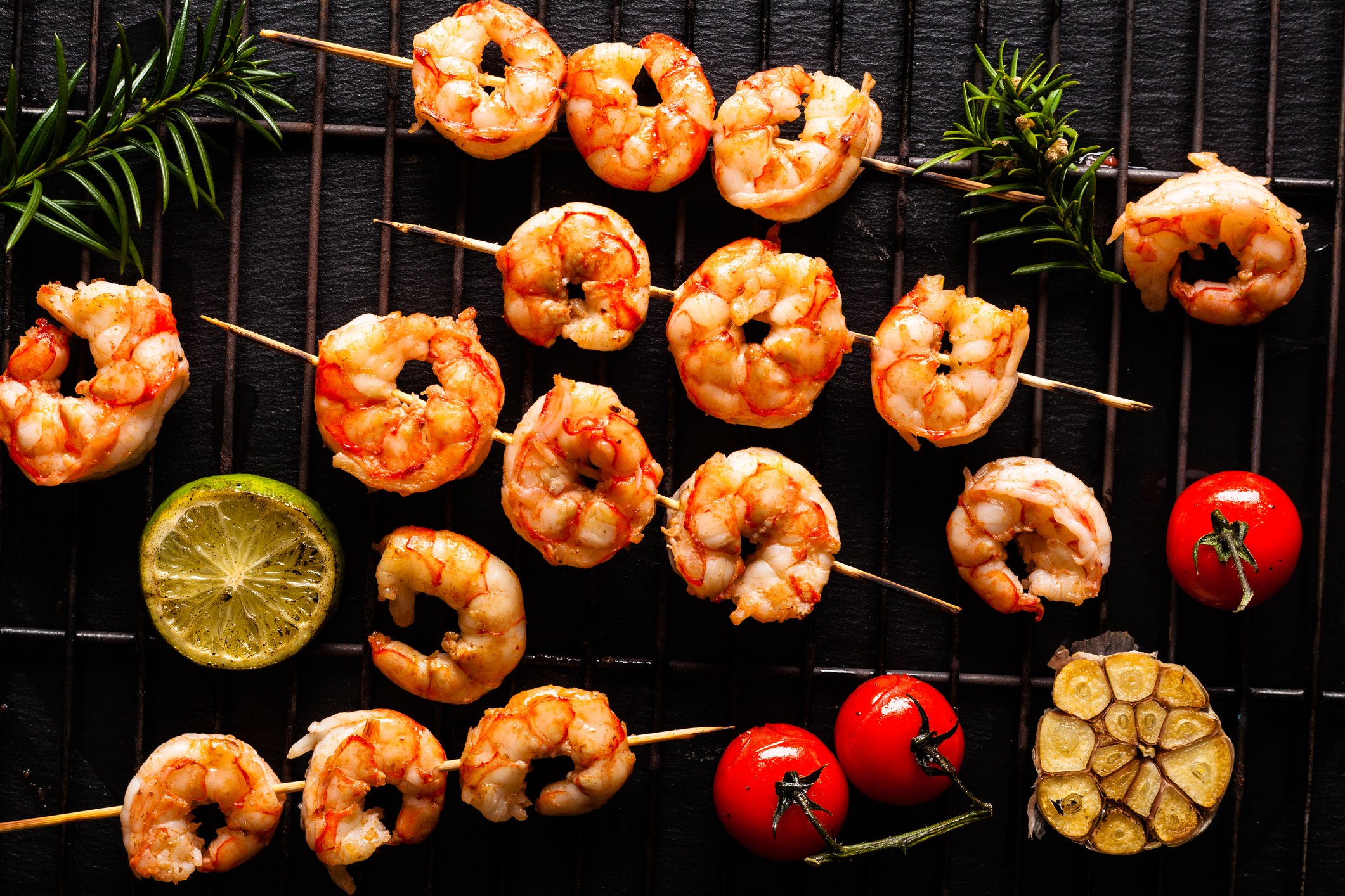 Grilled shrimp skewers.