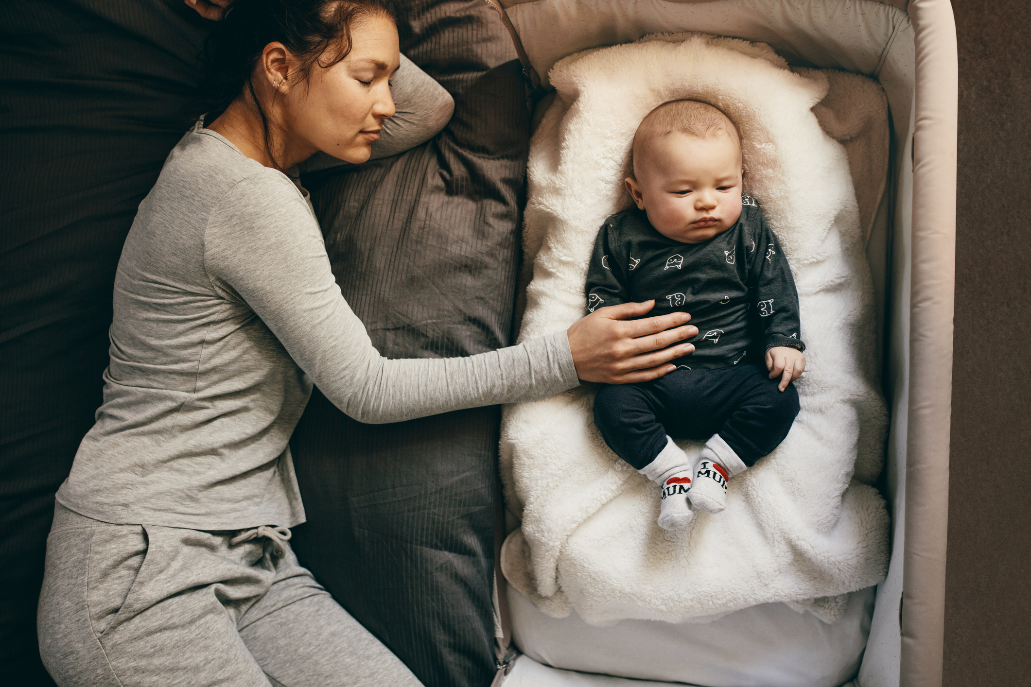 Mother and baby sleeping