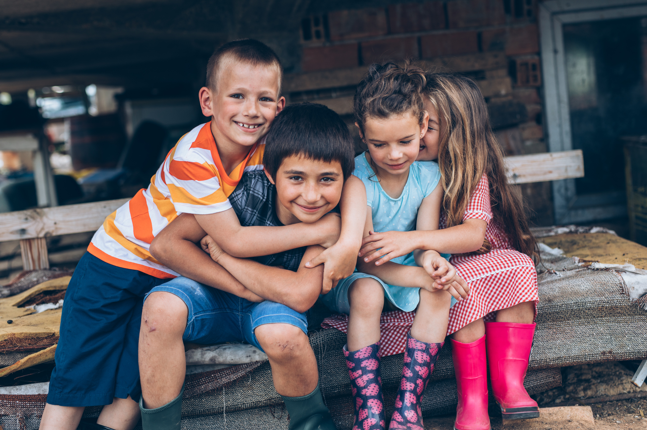 Portrait of farm children