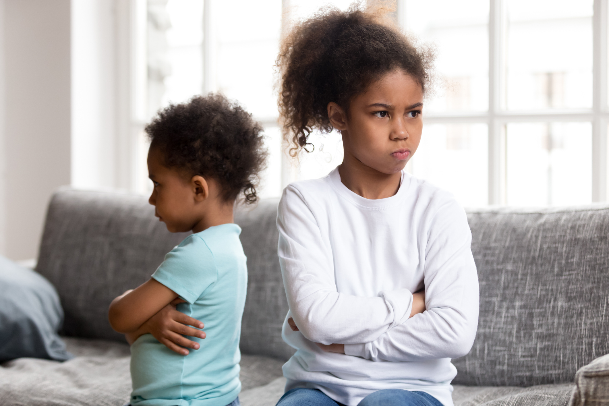 Stubborn little siblings avoid talking after fight