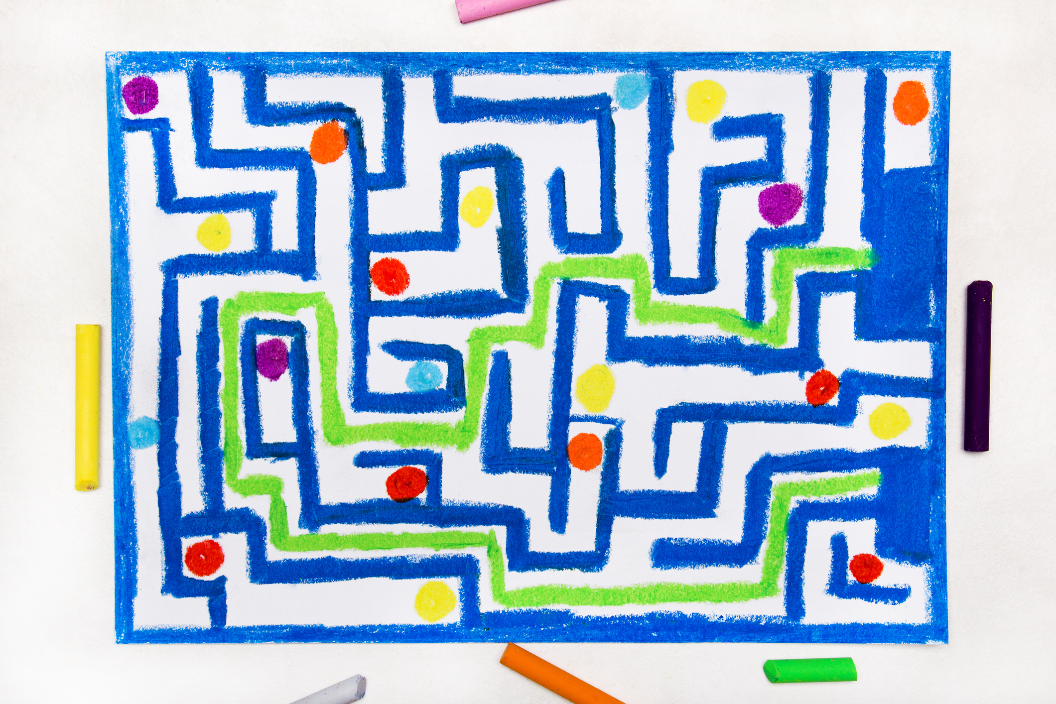 Colorful drawing: blue labyrinth