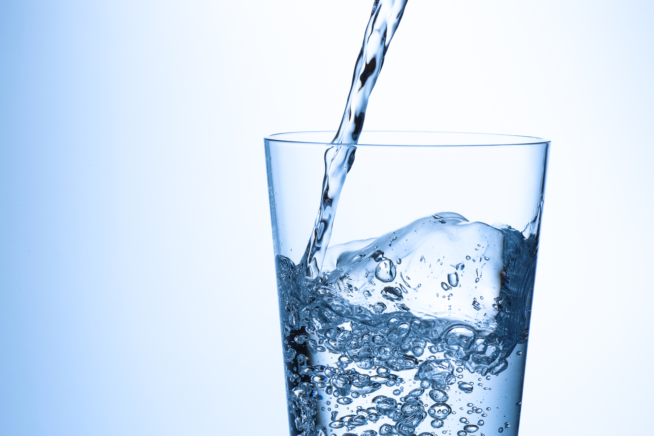 A Glass of water on white background