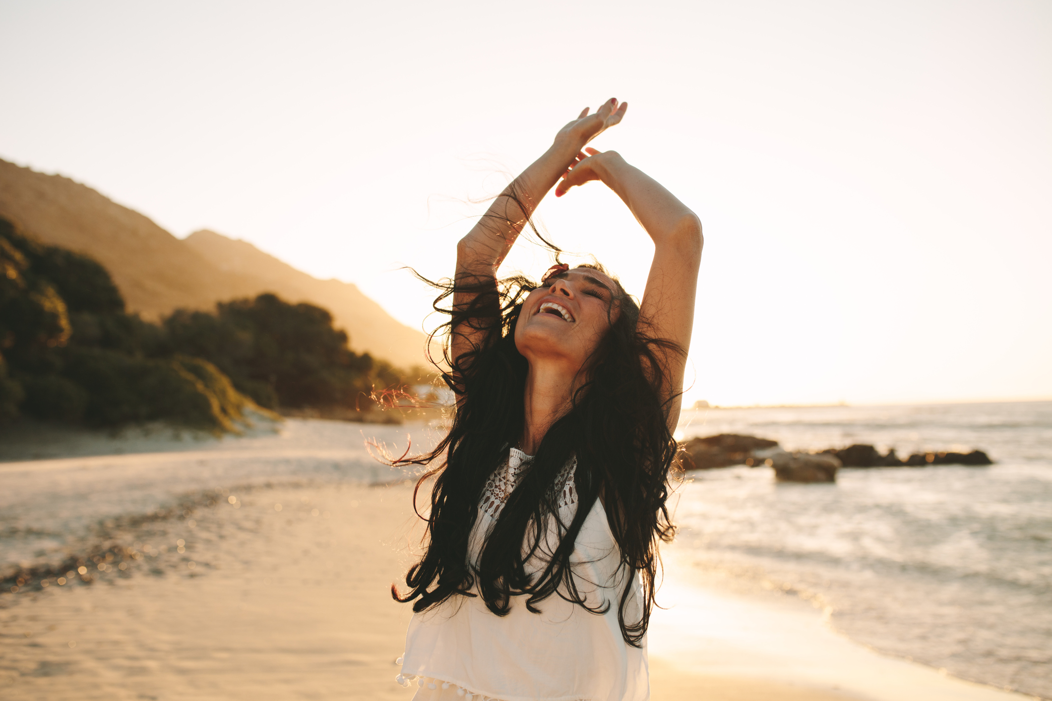 Woman having a great time on her vacation