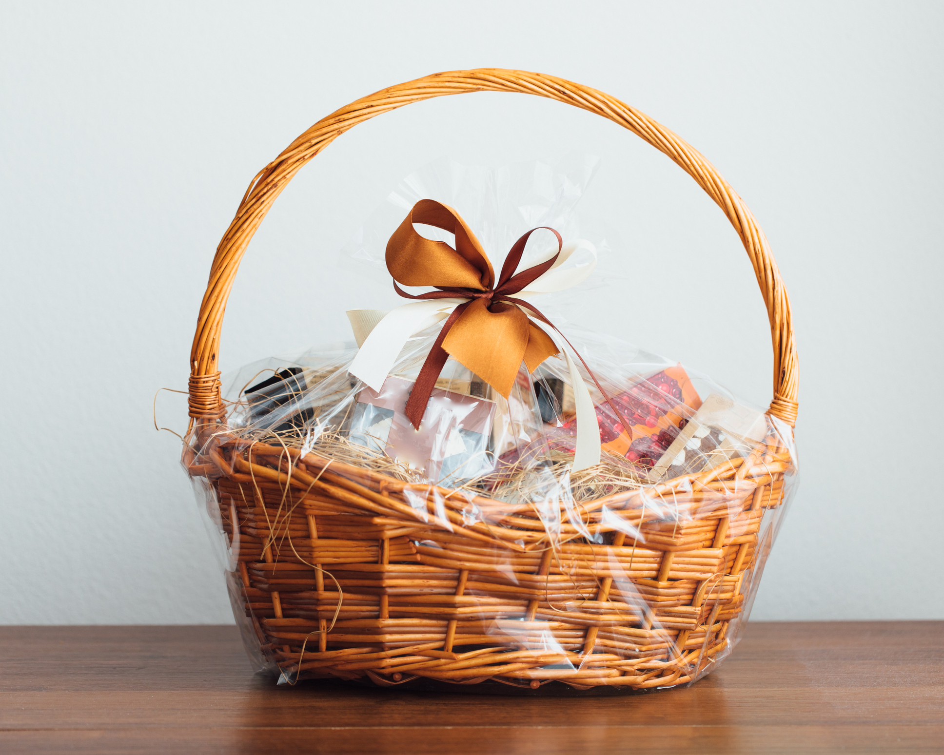 gift basket on gray background