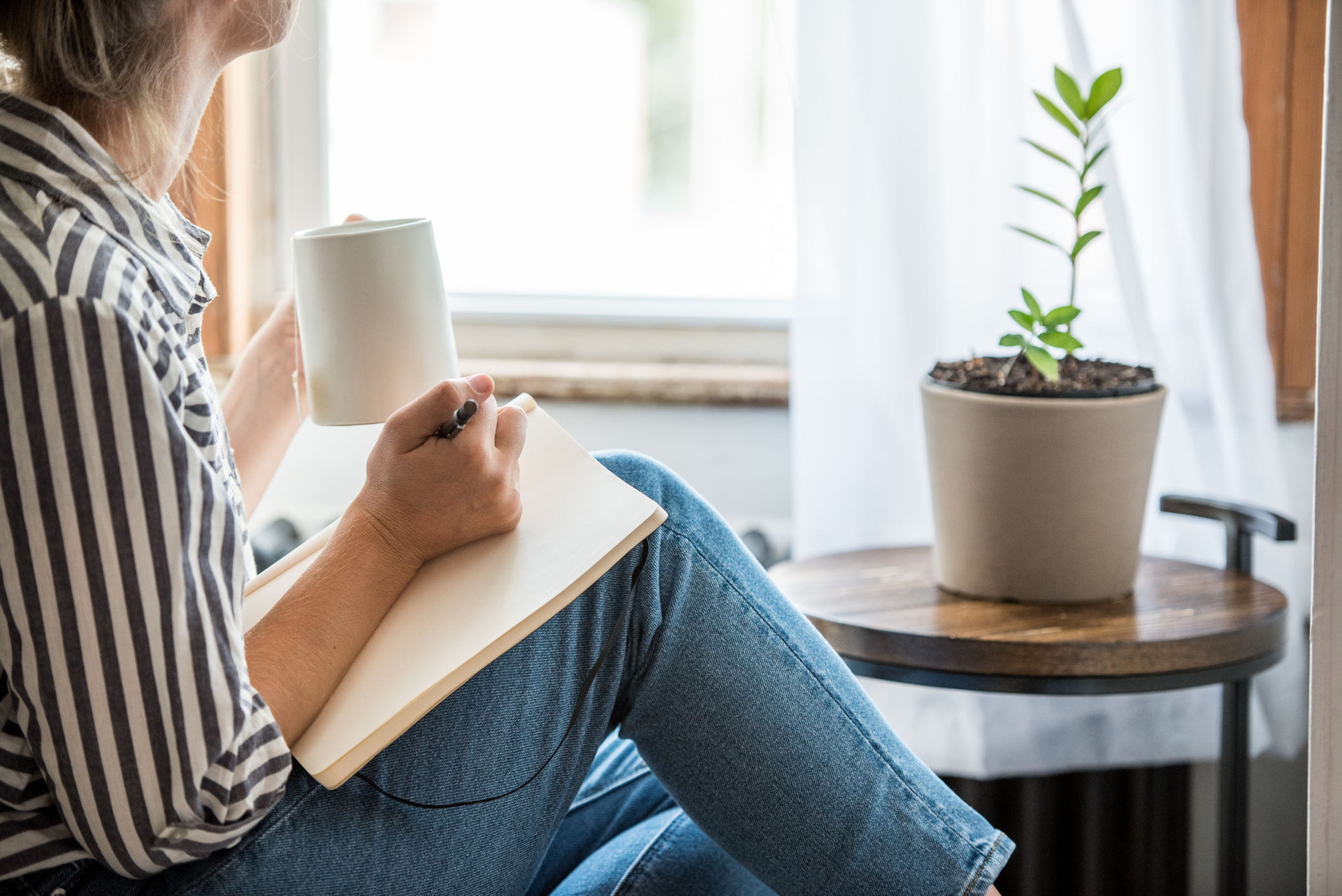 A young woman taking a break from technology