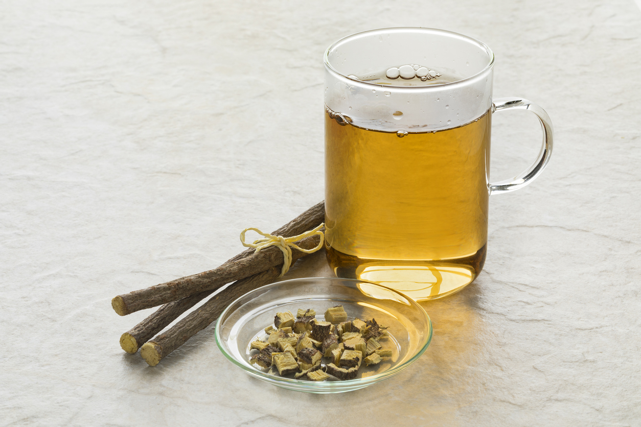 Licorice tea and a heap of roots