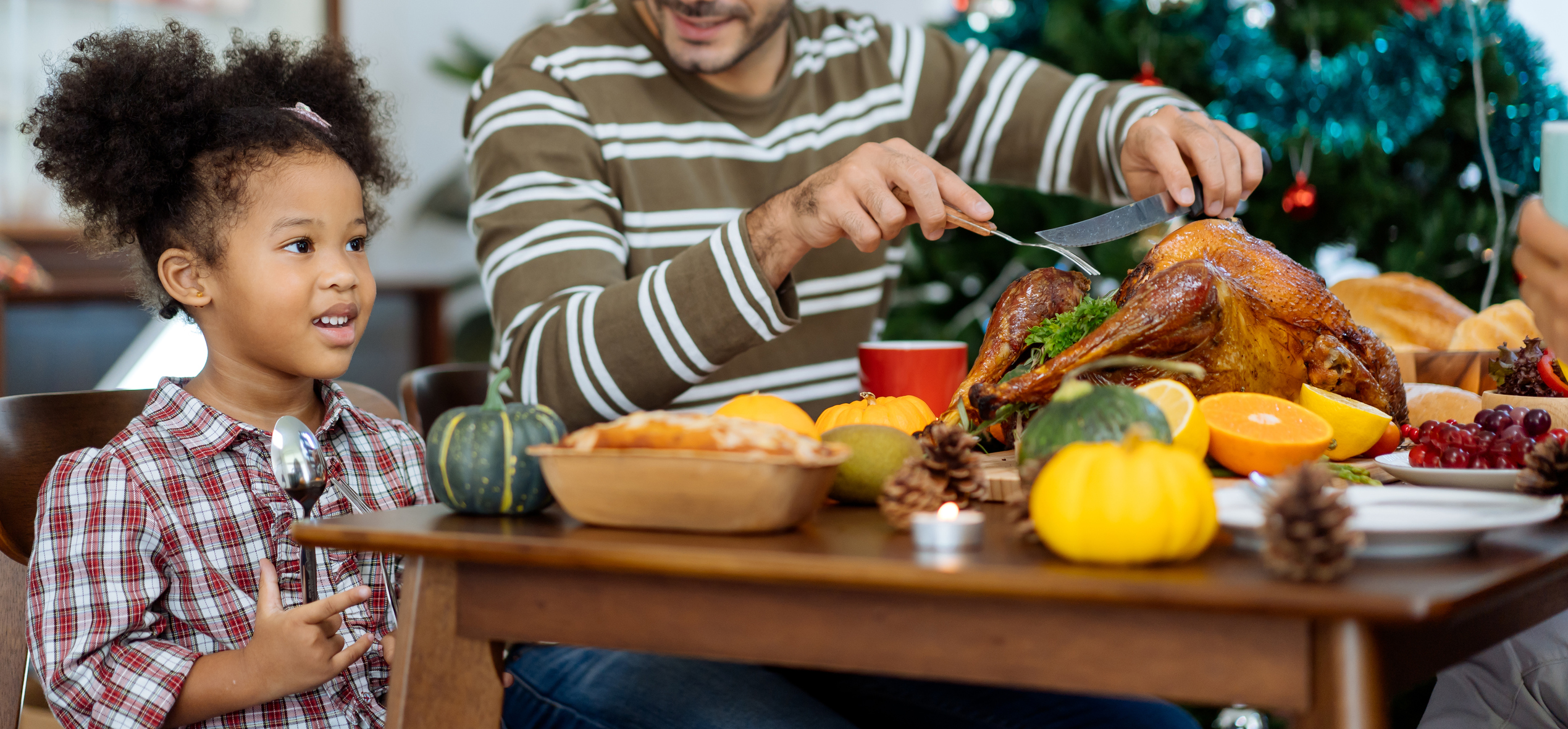 Happy Family Celebrating Thanksgiving Dinner at home . Celebration tradition concept