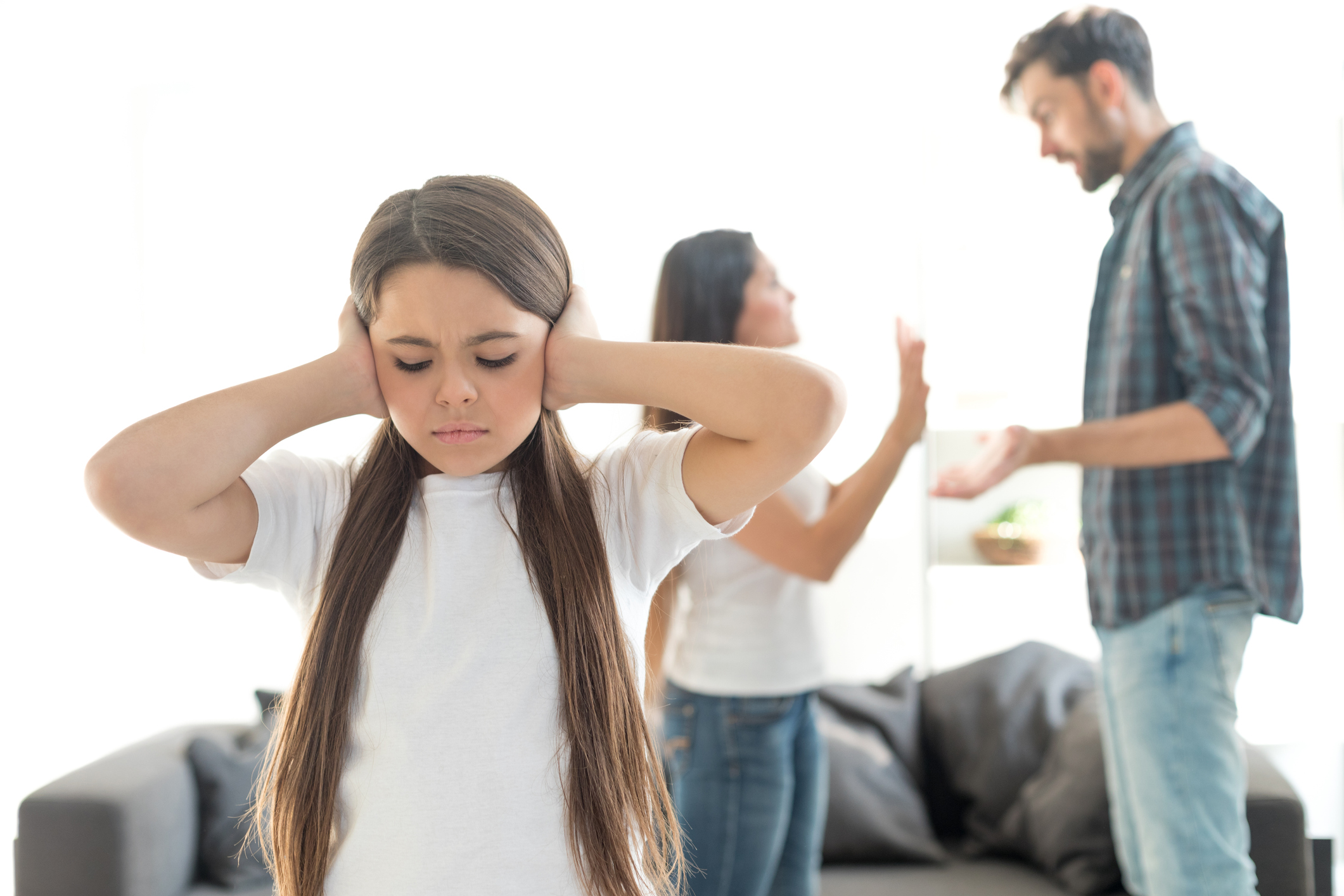 Desperate littlegirl during parents quarrel