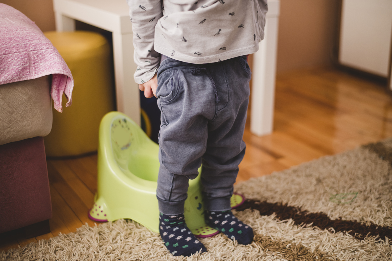 Child preparing to  sit on the potty