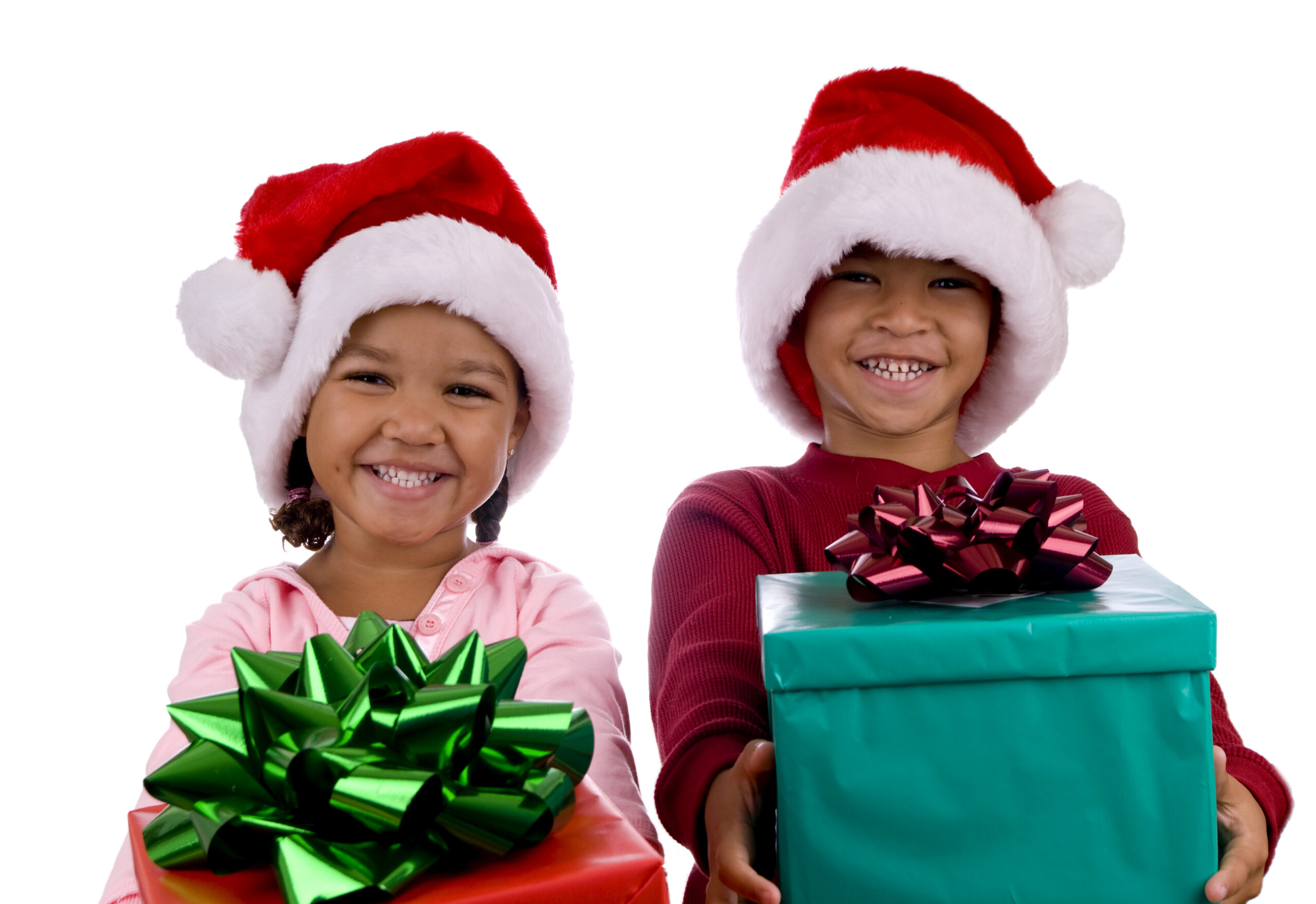 Boy and Girl with Christmas Presents