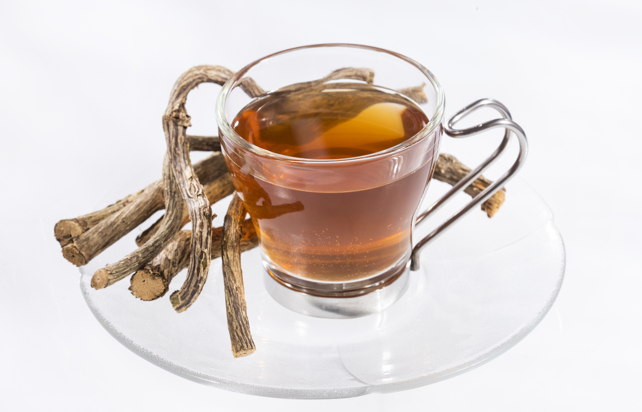 Stems and tea of medicinal valerian - Valeriana officinalis