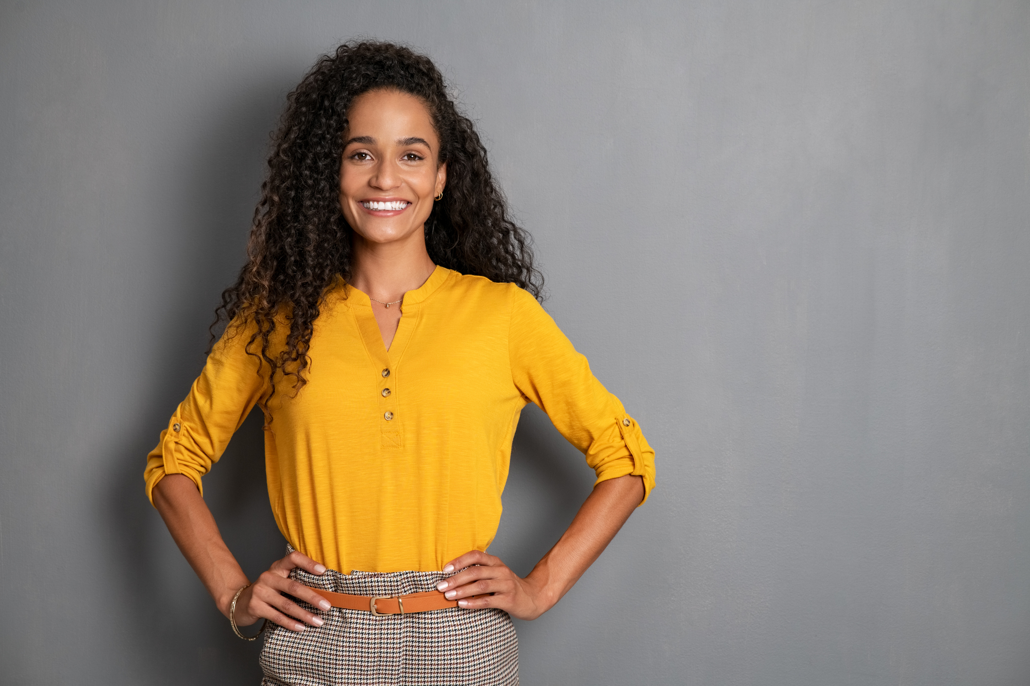 Portrait of beautiful young african woman smiling