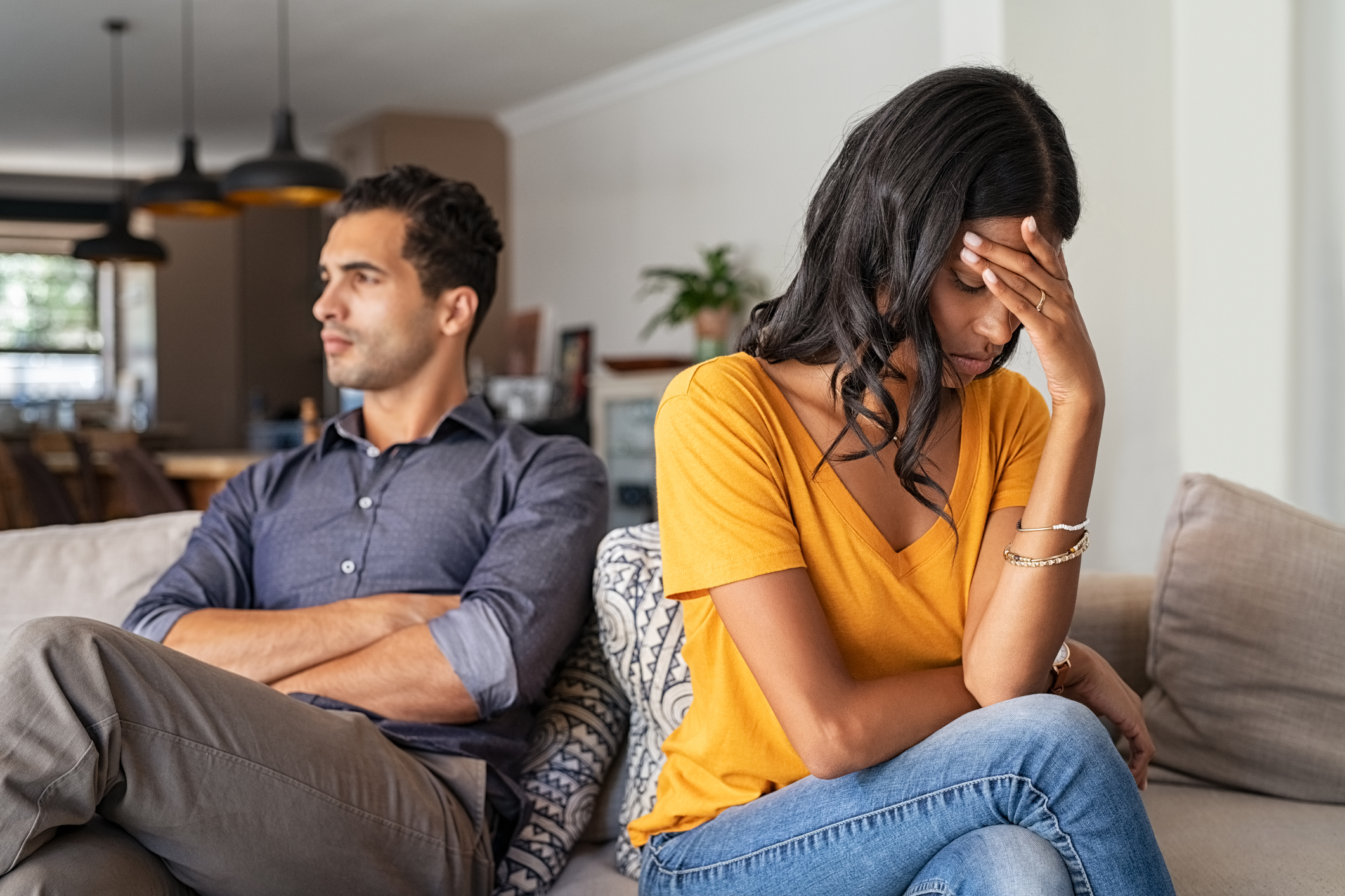 Young couple having argument at home