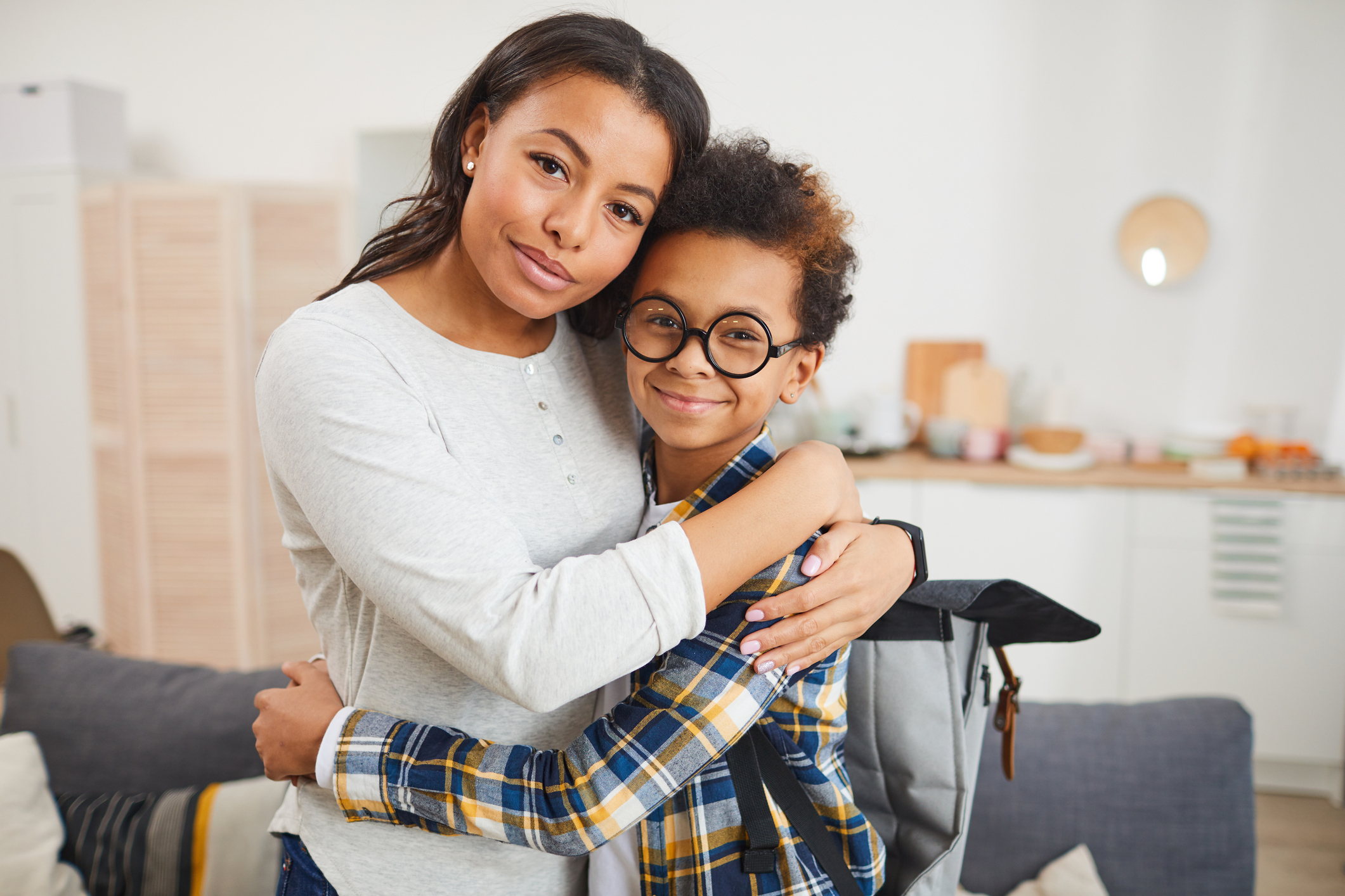 Mother and Son Embracing