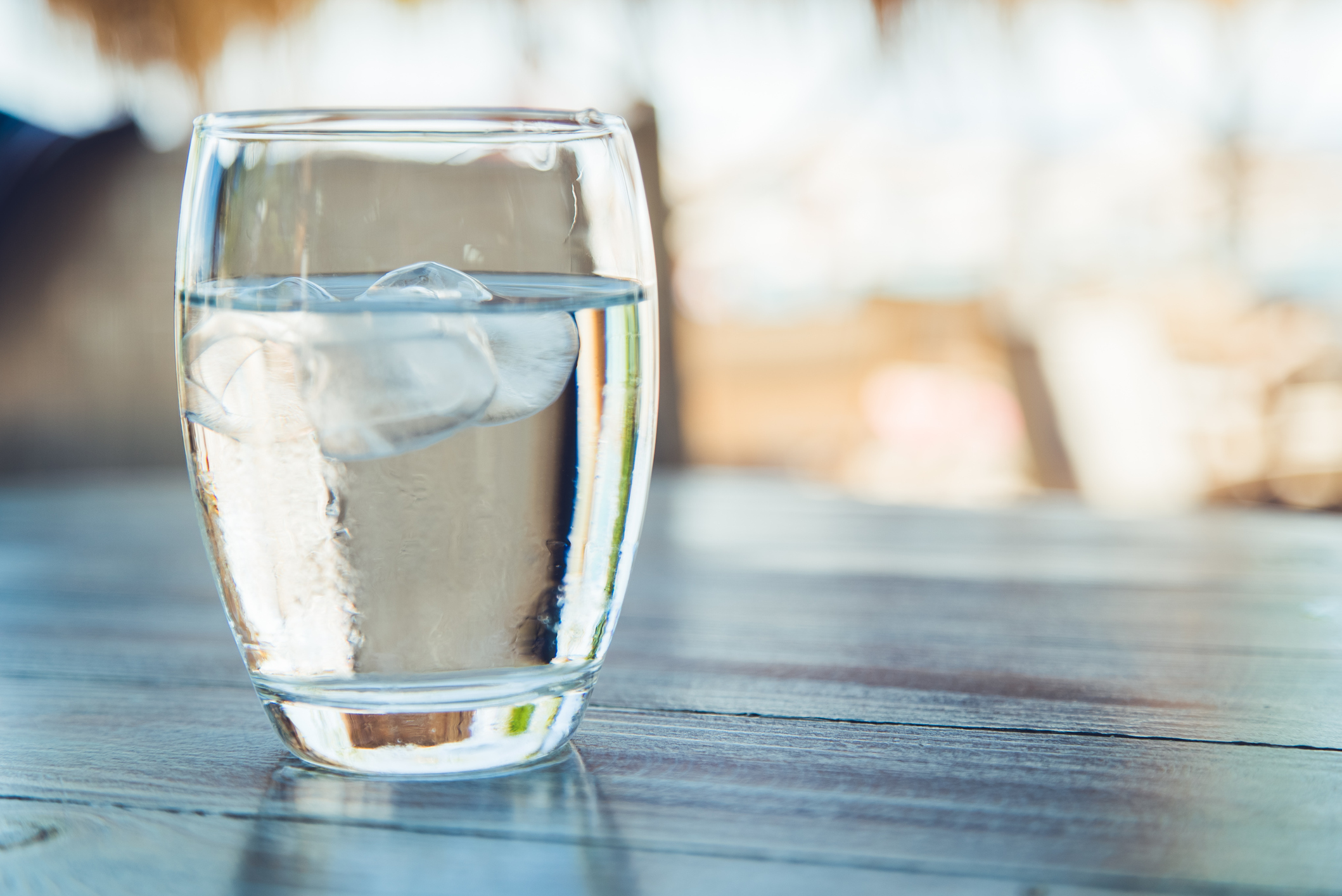 Glass of water with ice cubes