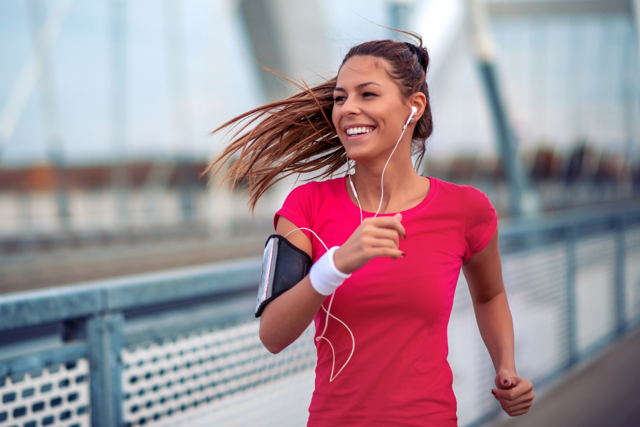 Woman running outdoors.