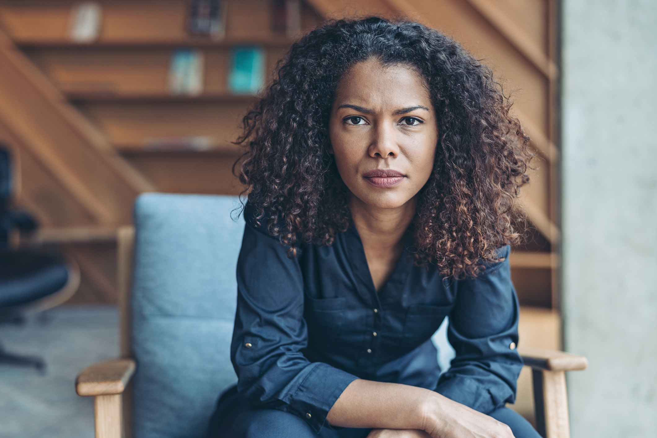 African ethnicity businesswoman with a serious expression