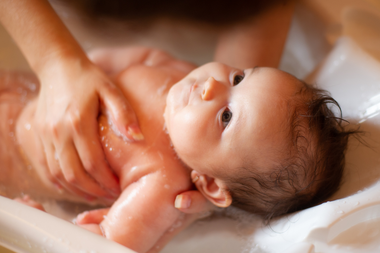 baby in the bath.