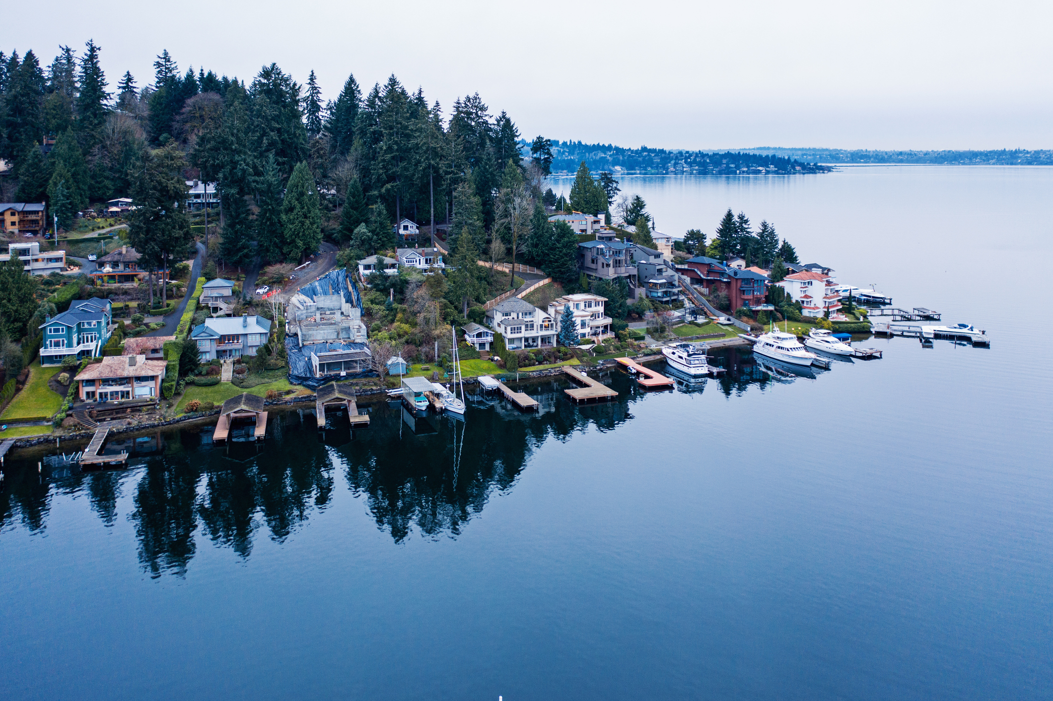 Houses Along Shoreline on Meydenbauer Bay