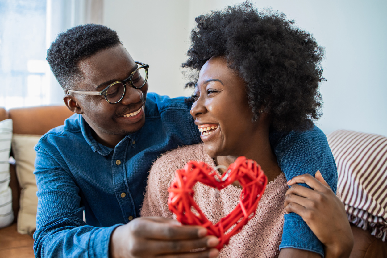 Portrait of romantic couple in love