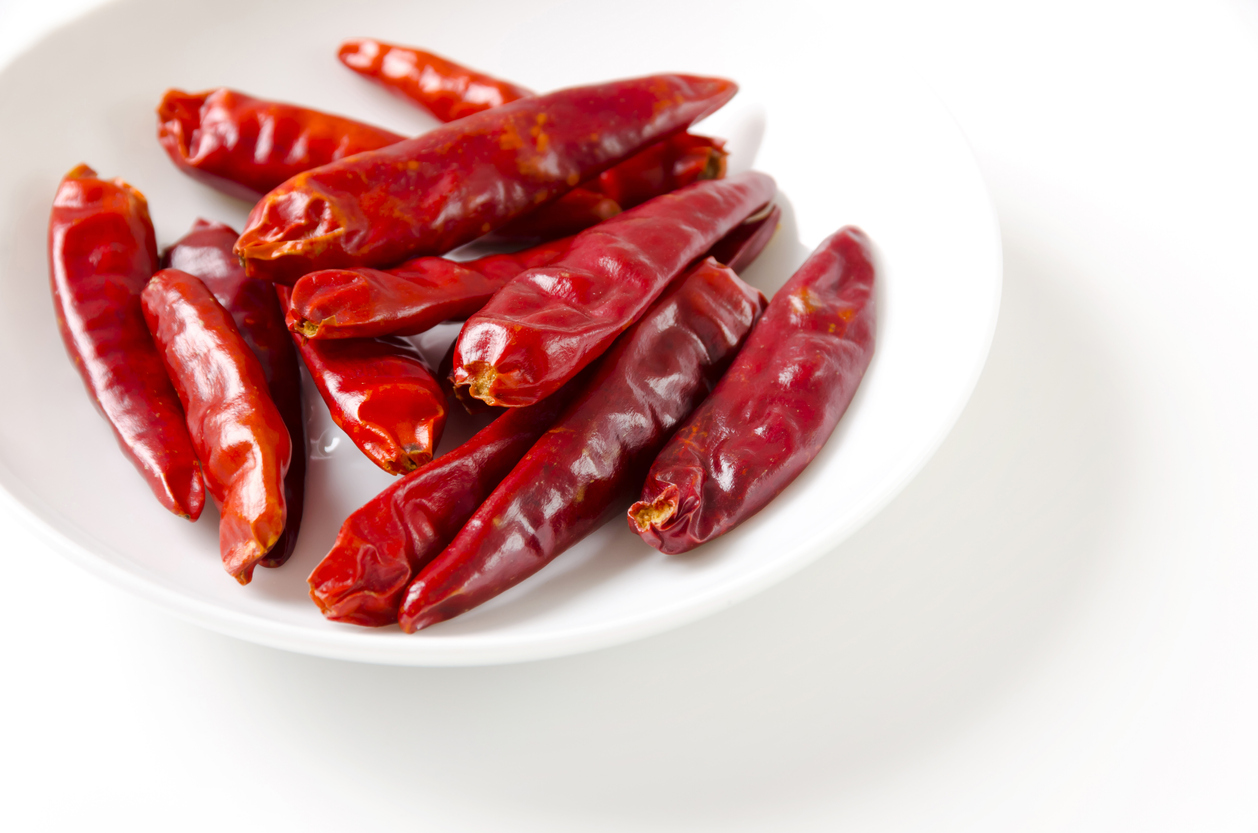 Takanotsume,  Red Hot Pepper on white background