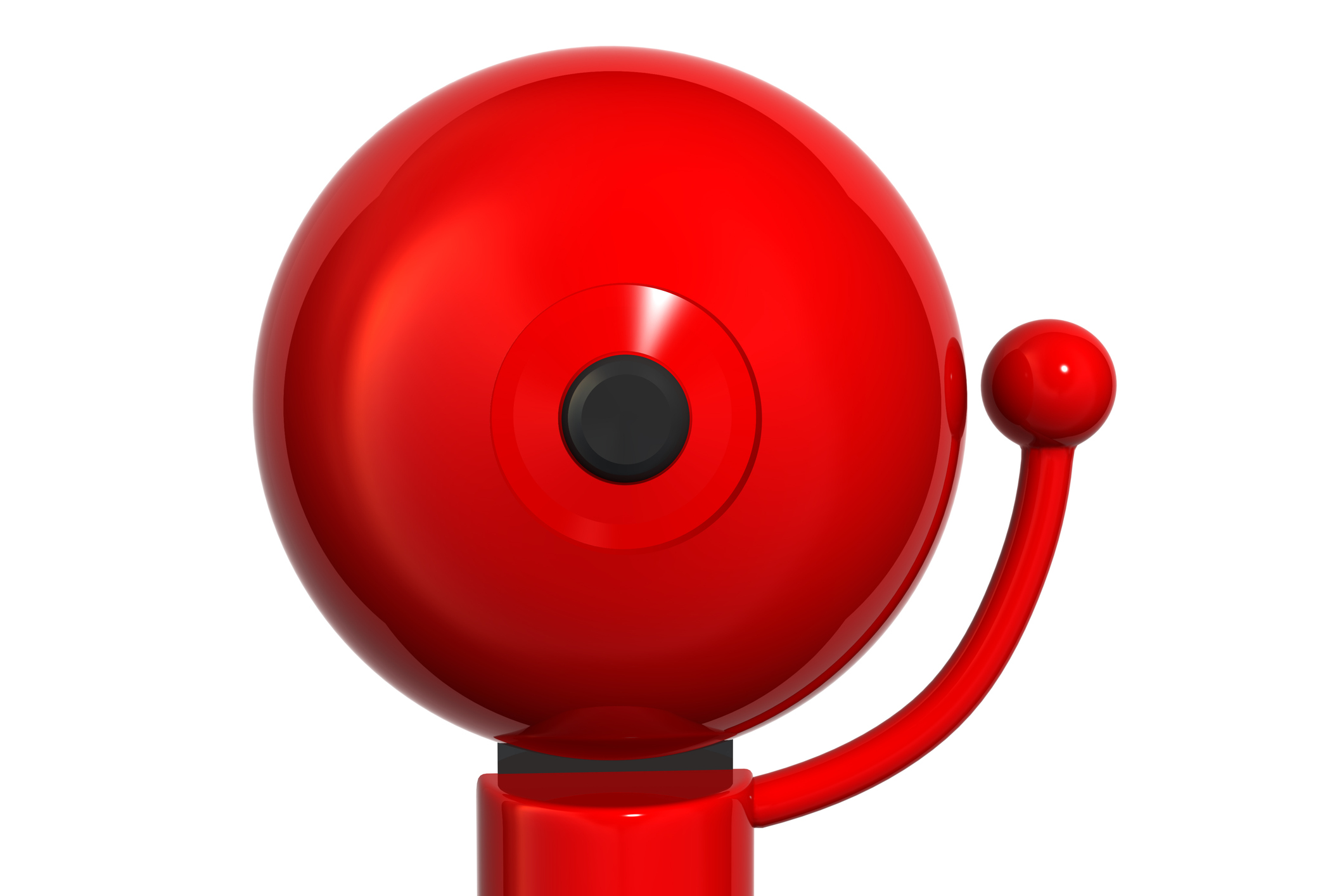 An illustration of a big red bell on a white background