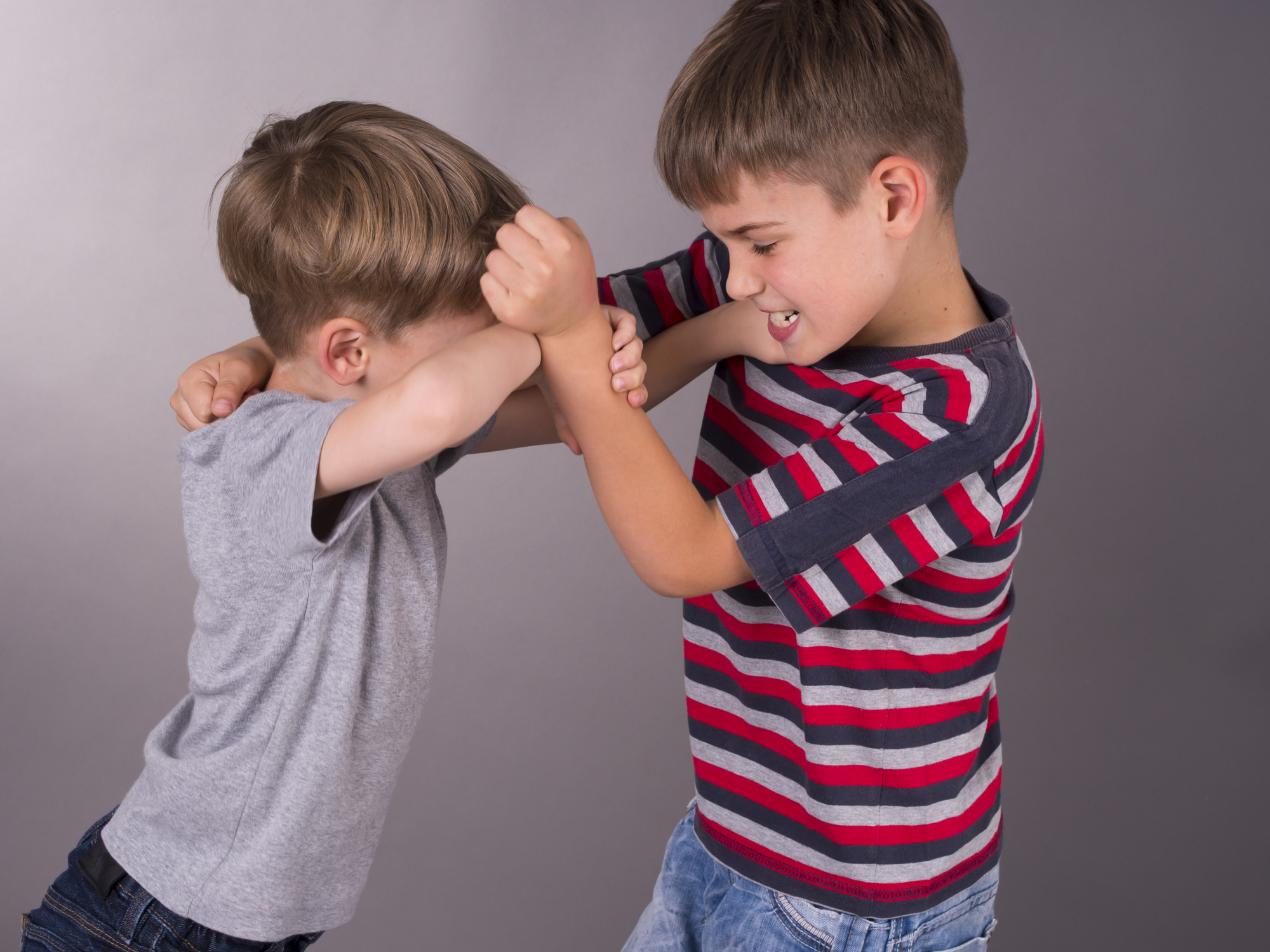 Two angry brothers fighting eachother