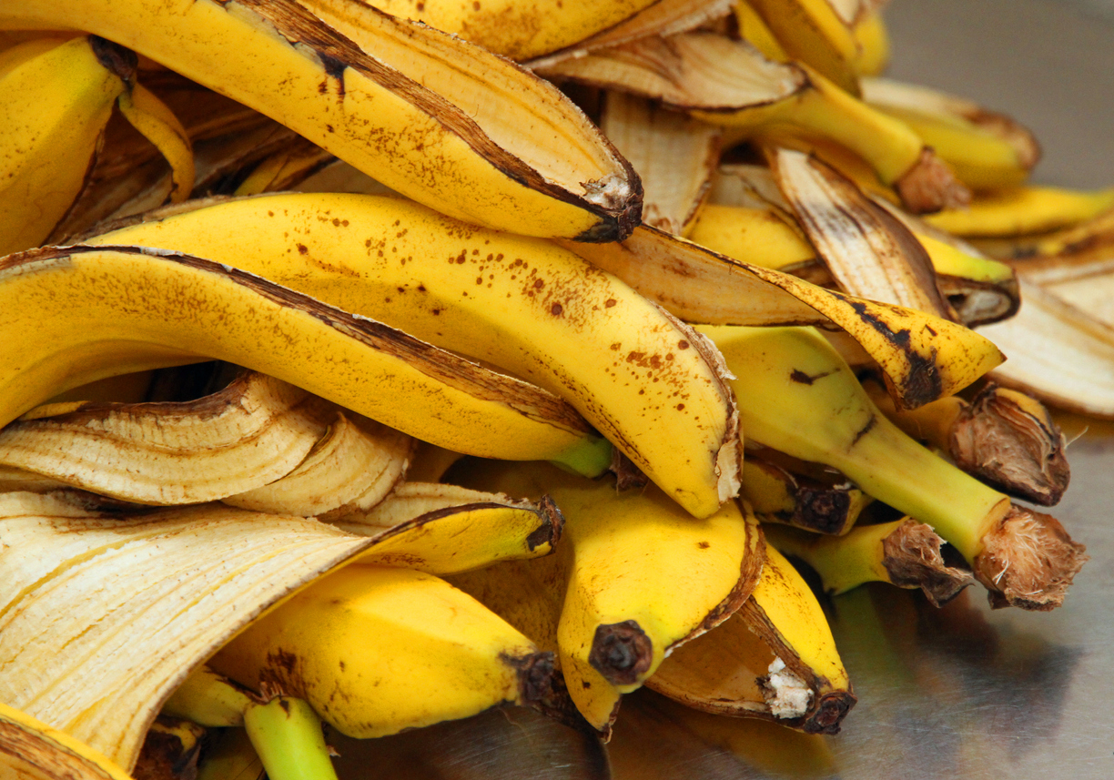 yellow banana peels just Peel to store organic waste