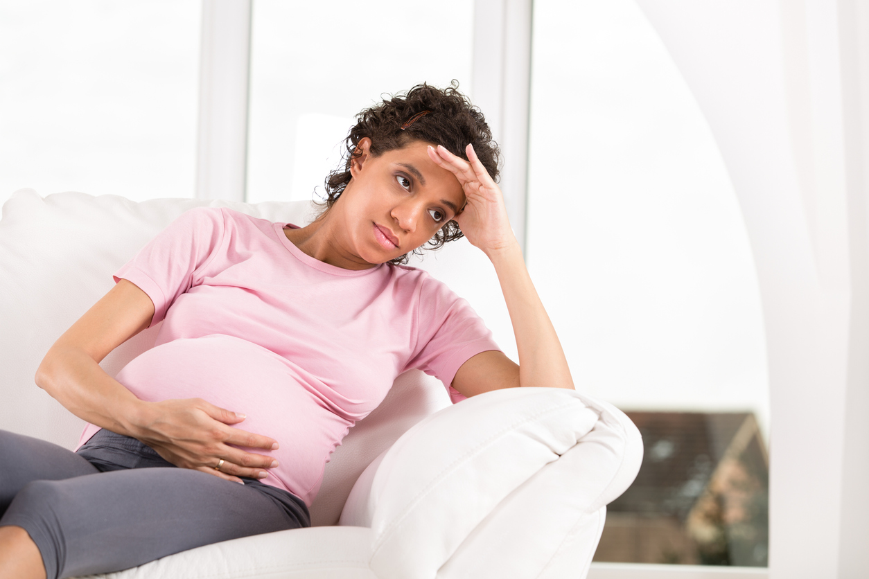 Worried pregnant woman