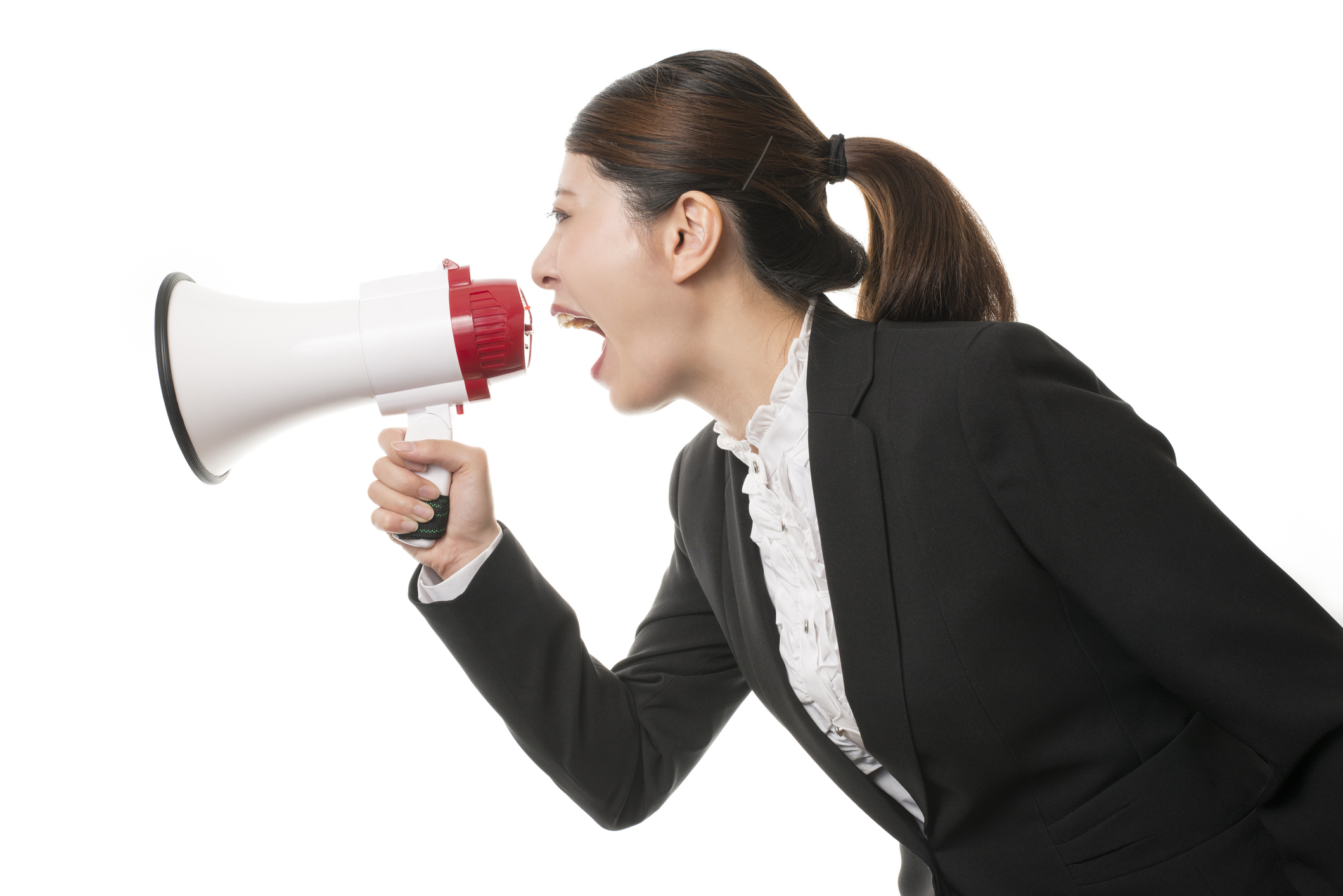 Business Woman Using a Megaphone