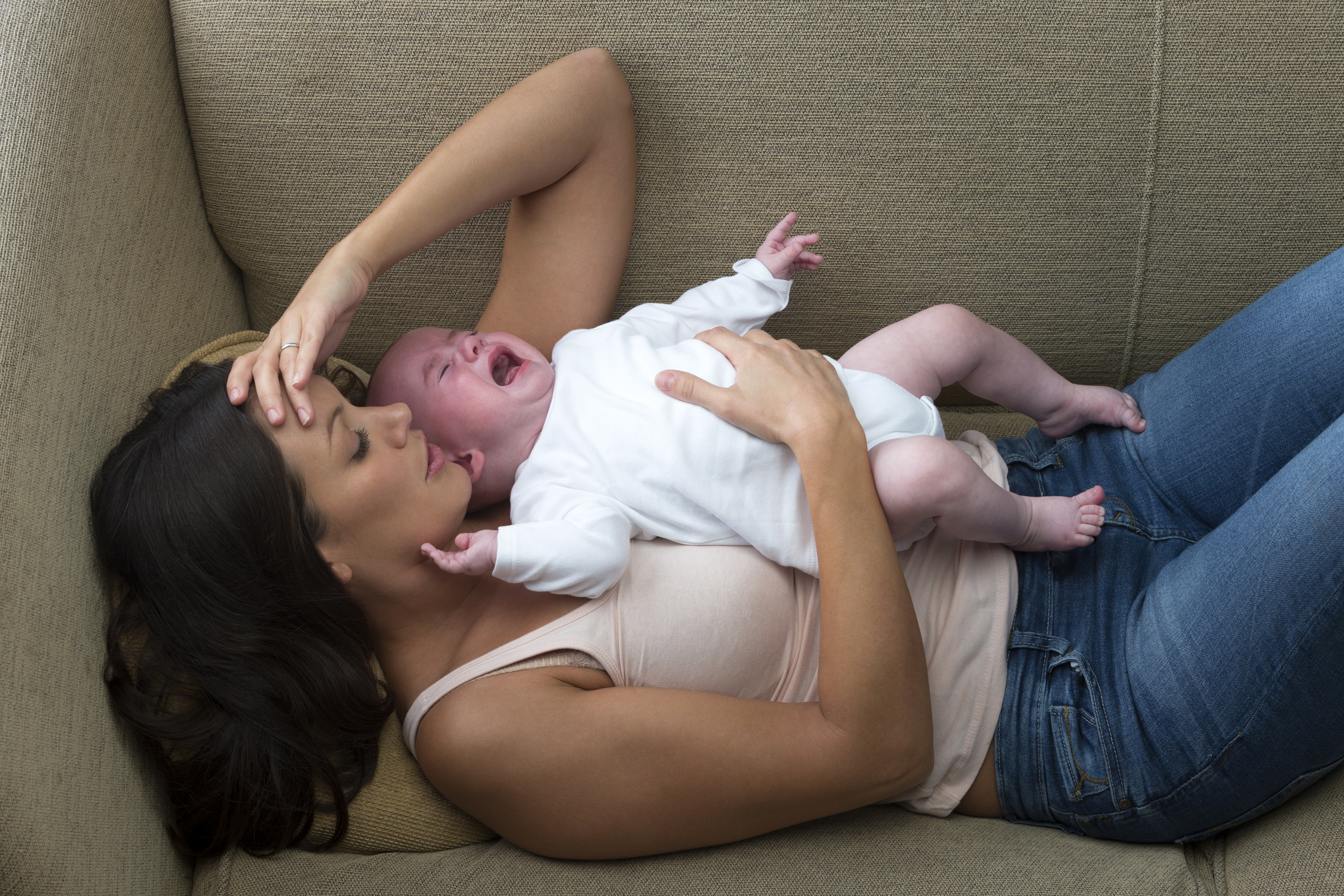 Stressed Mother and Her Baby