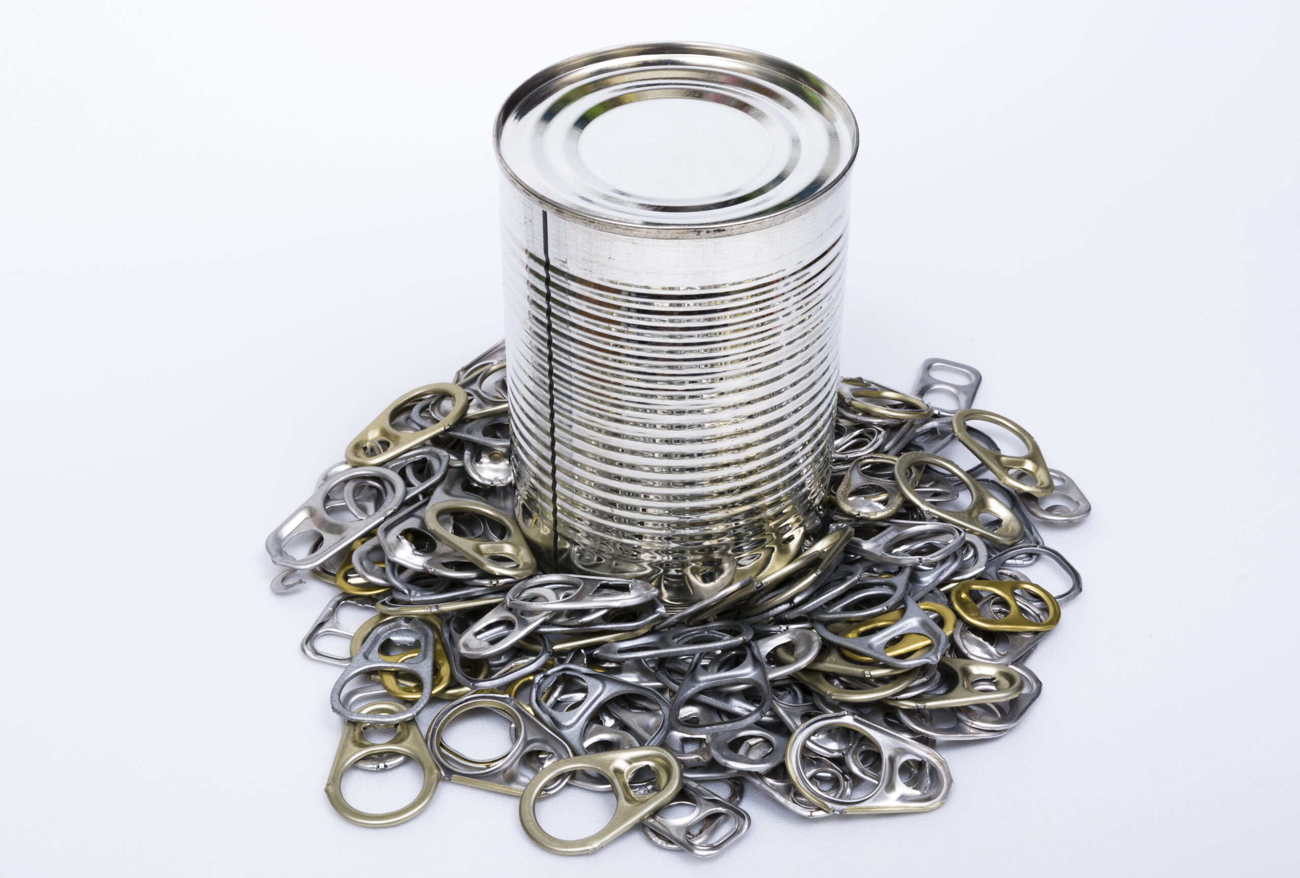 lid and cans on white background