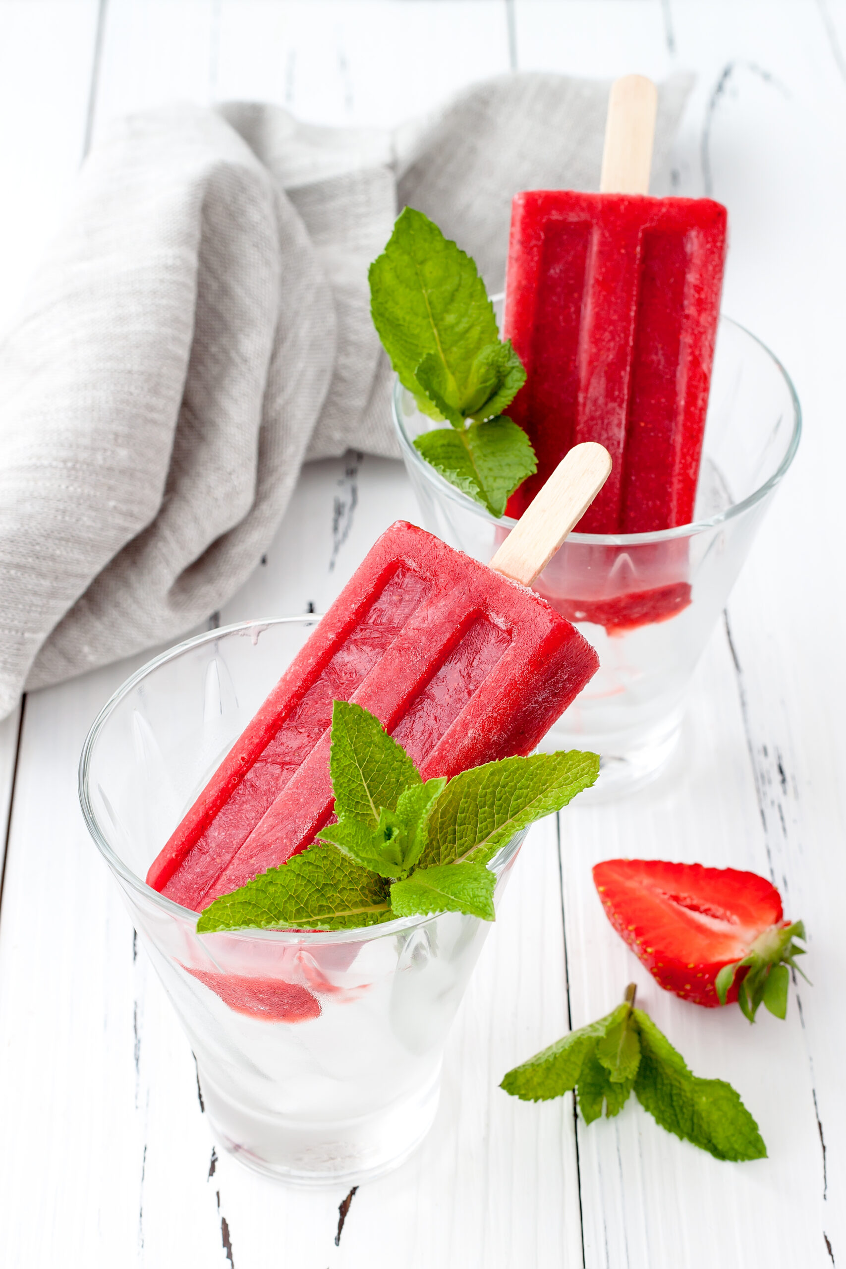 Homemade strawberry mint - ice pops - popsicles - paletas