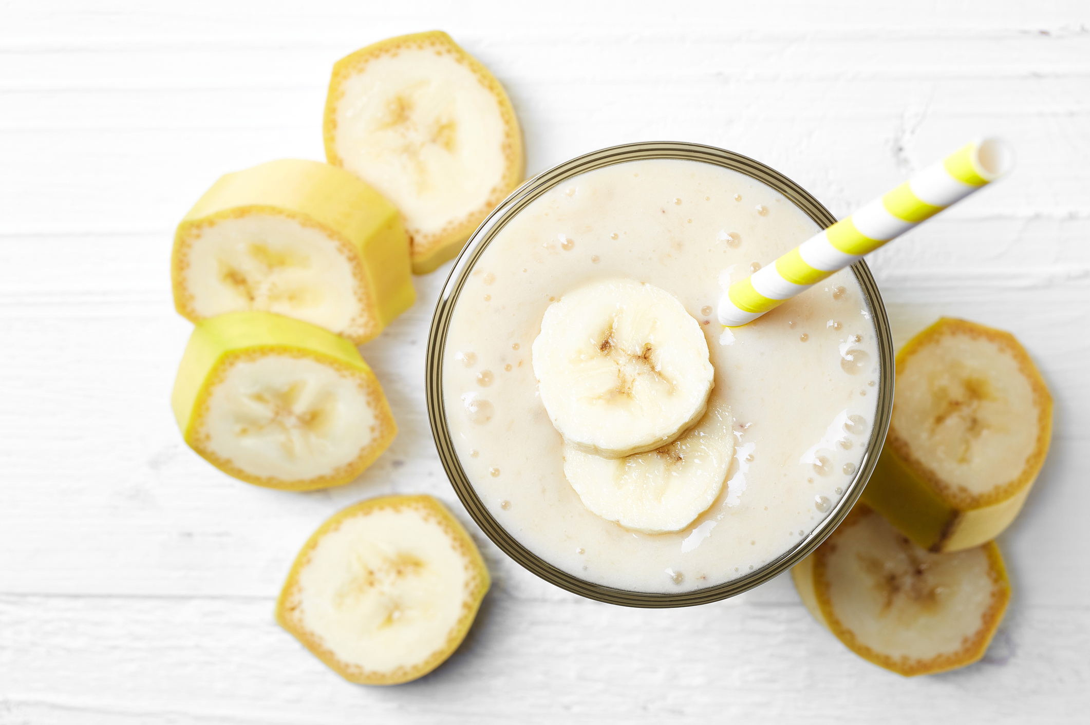 Glass of banana smoothie