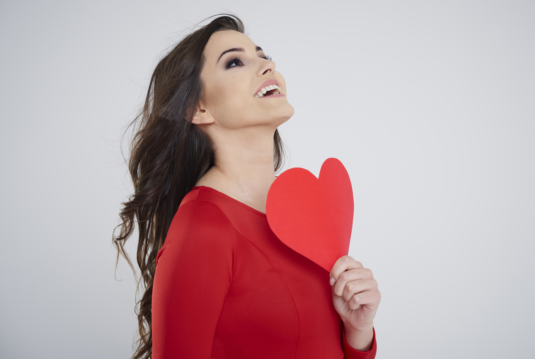 Brown hair woman falling in love