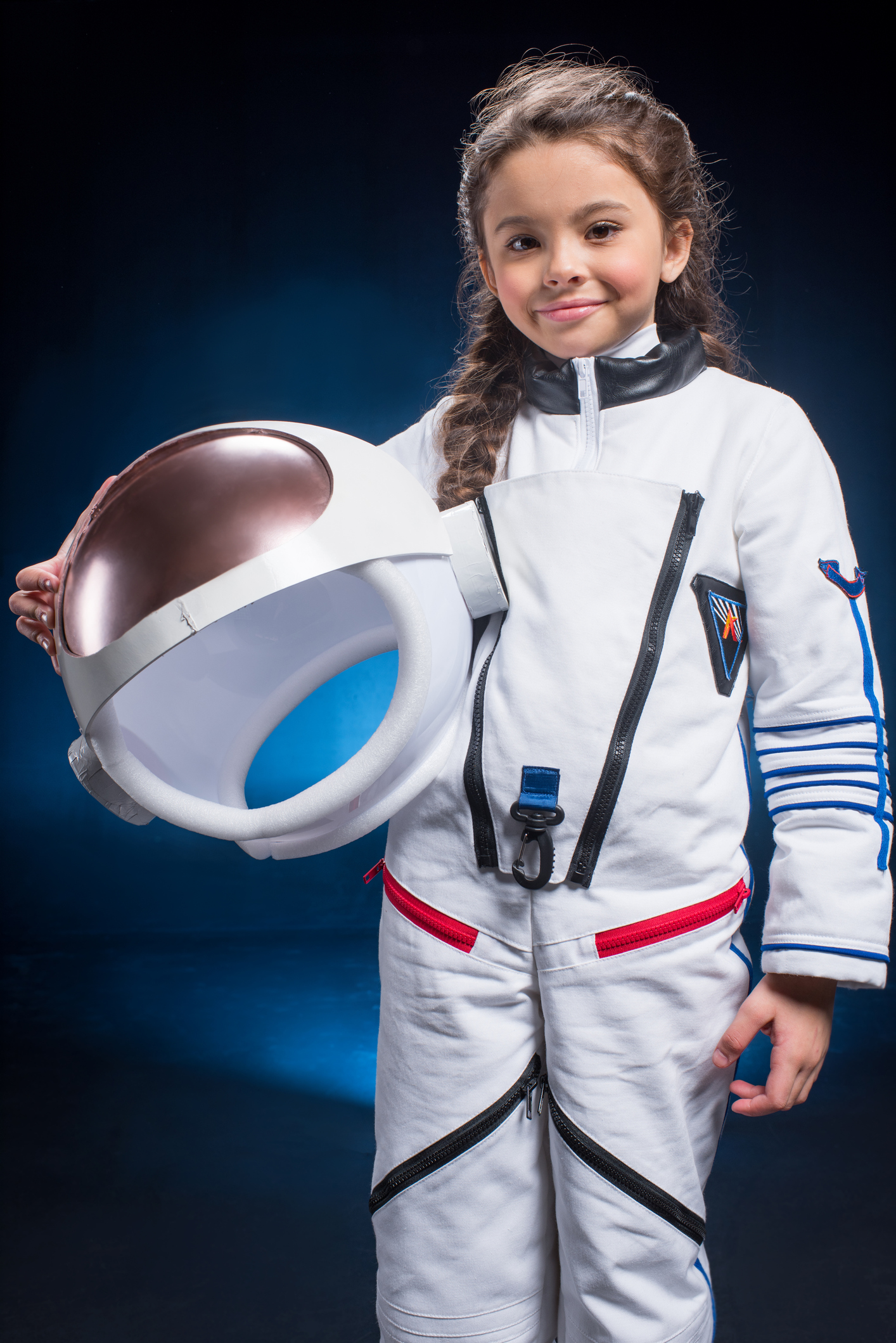 Little girl in space suit