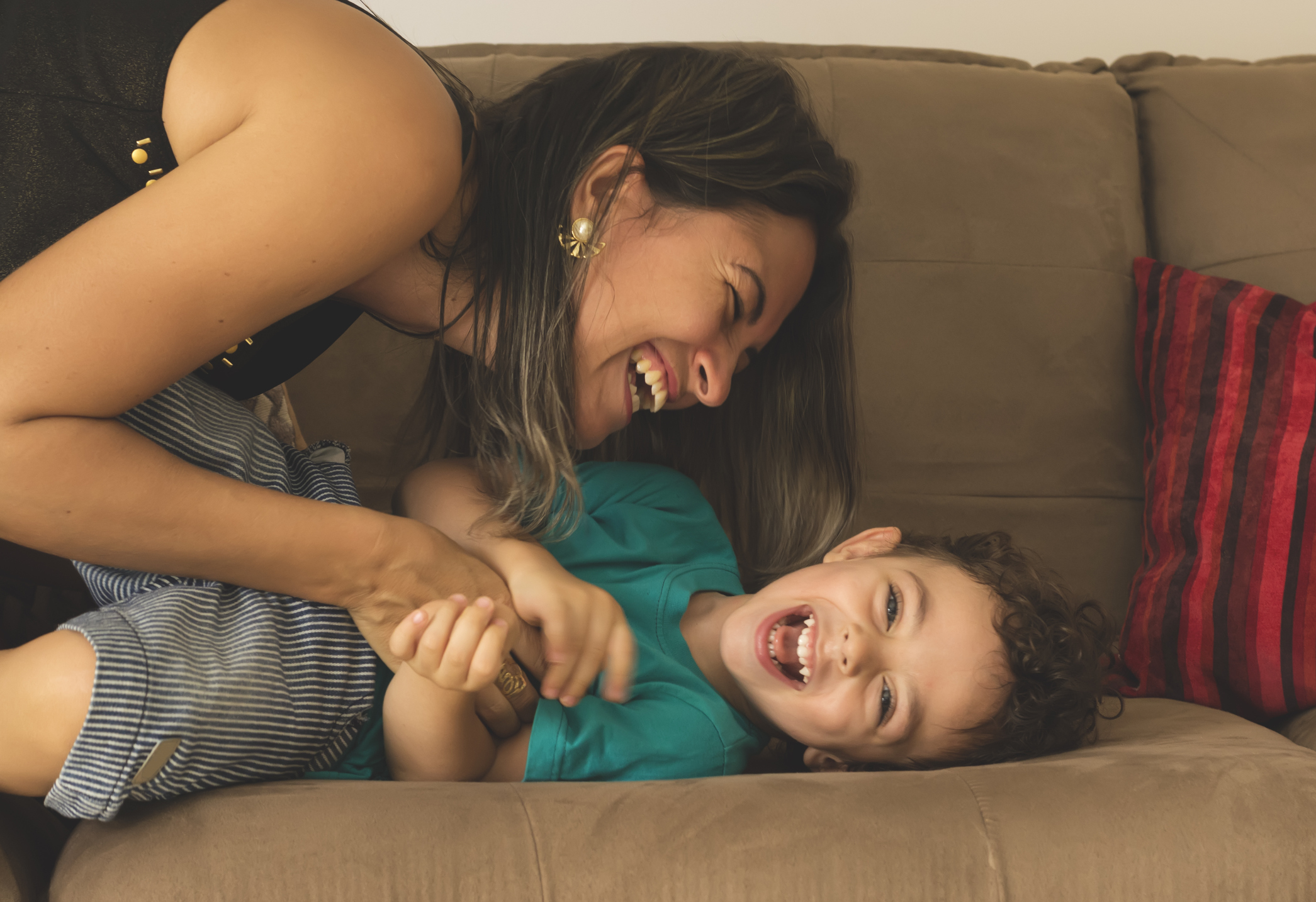 Cute little boy and his mother