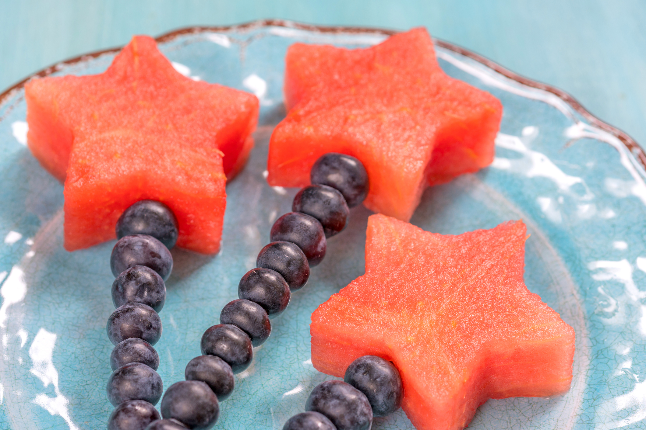 Watermelon stars with blueberry stick