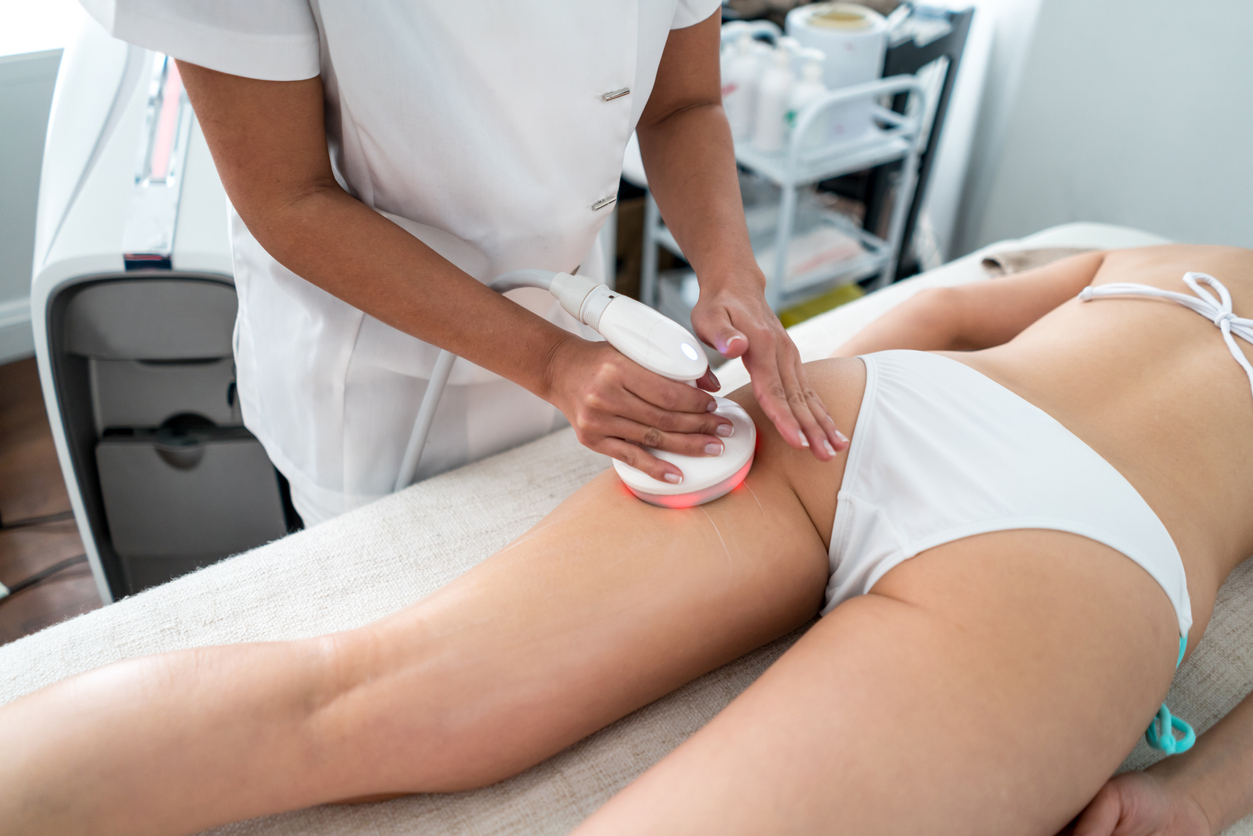 Woman getting laser treatment at the spa