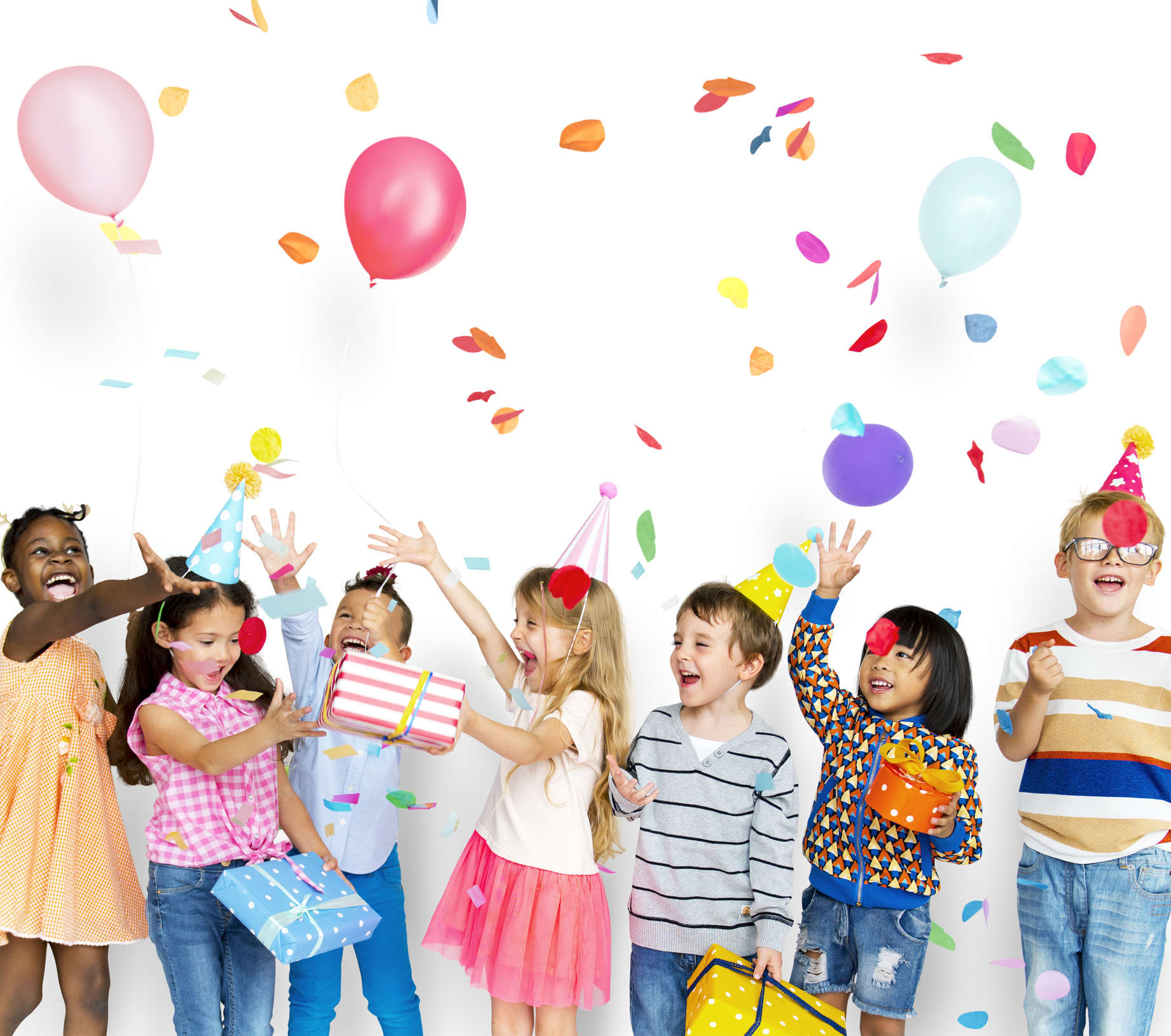 Group of kids celebrate birthday party together