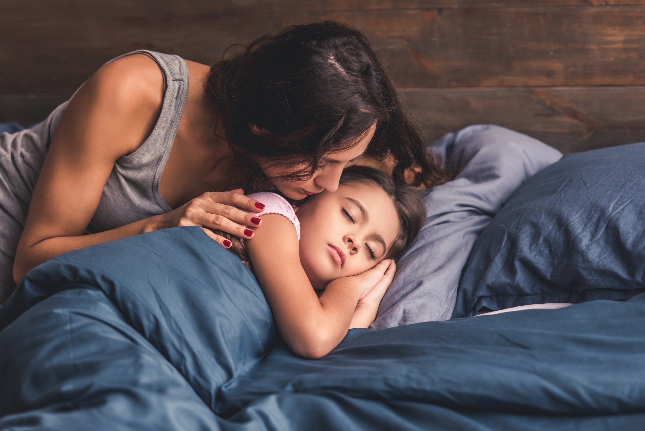 Mom and daughter at home