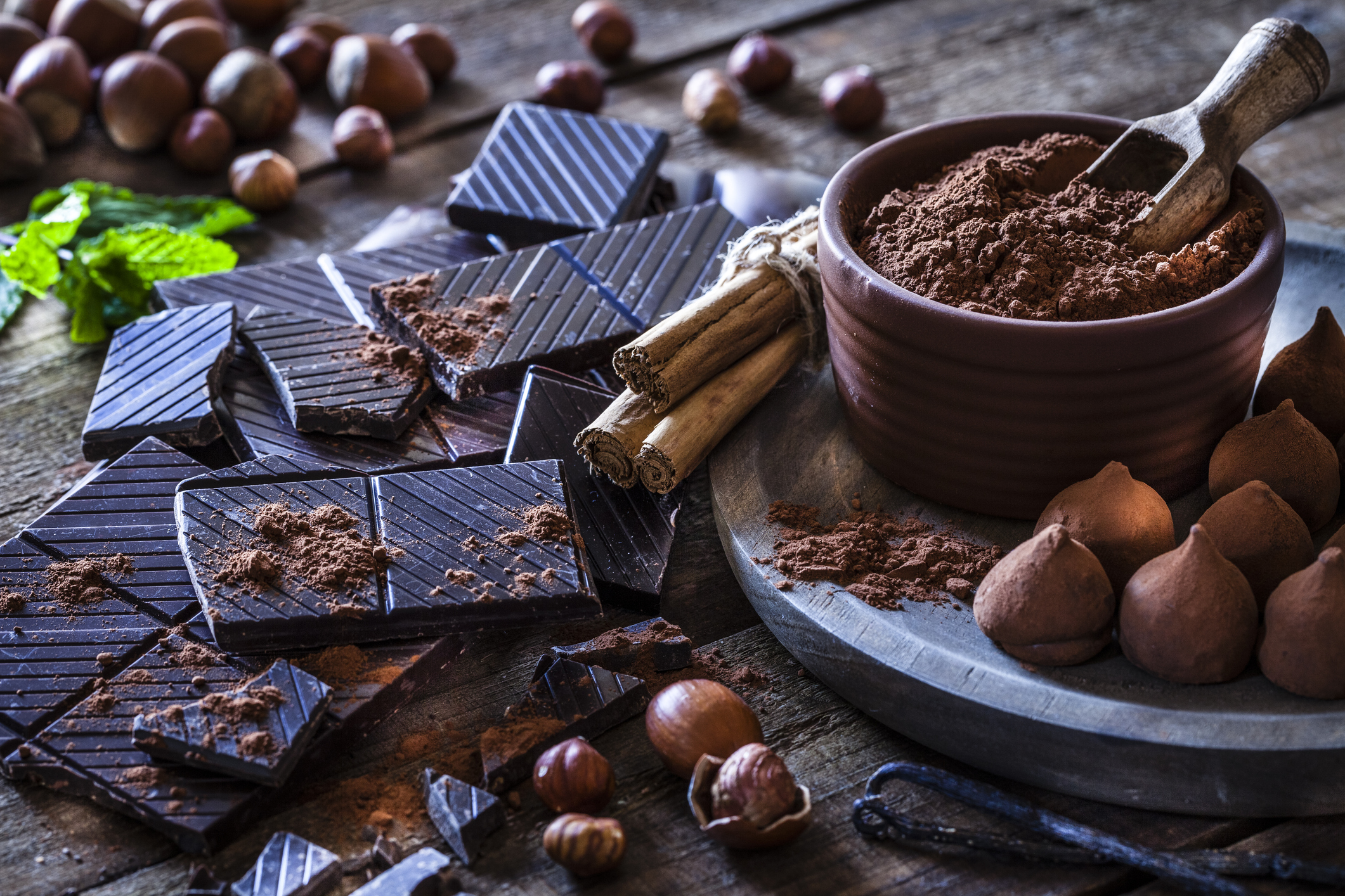 Preparing homemade chocolate truffles