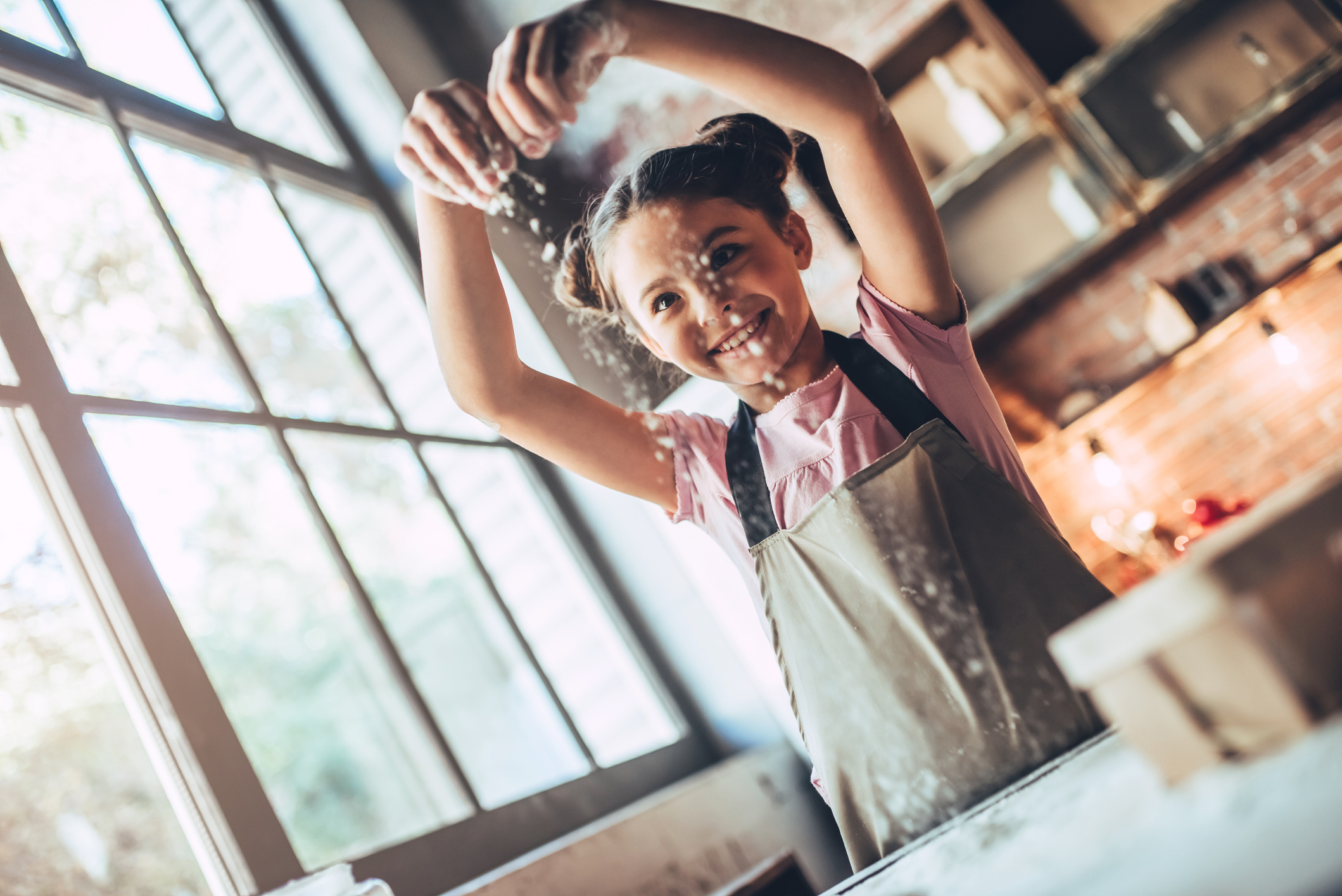 Cute girl on kitchen.